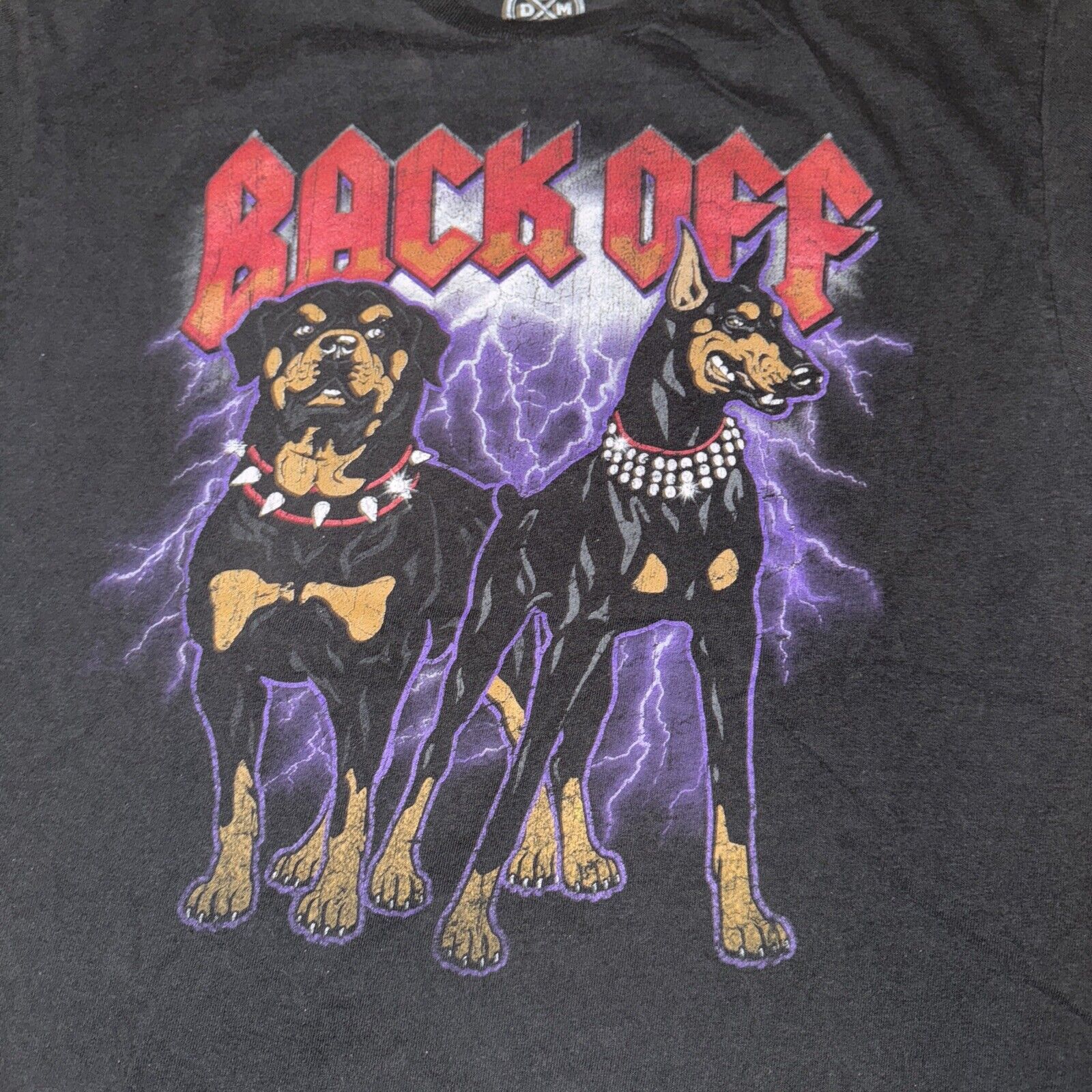 Band Tees × Vintage Rottweiler Doberman Size L Black "Back off" Dog Shirt 20x27 Size US L / EU 52-54 / 3 - 2 Thumbnail