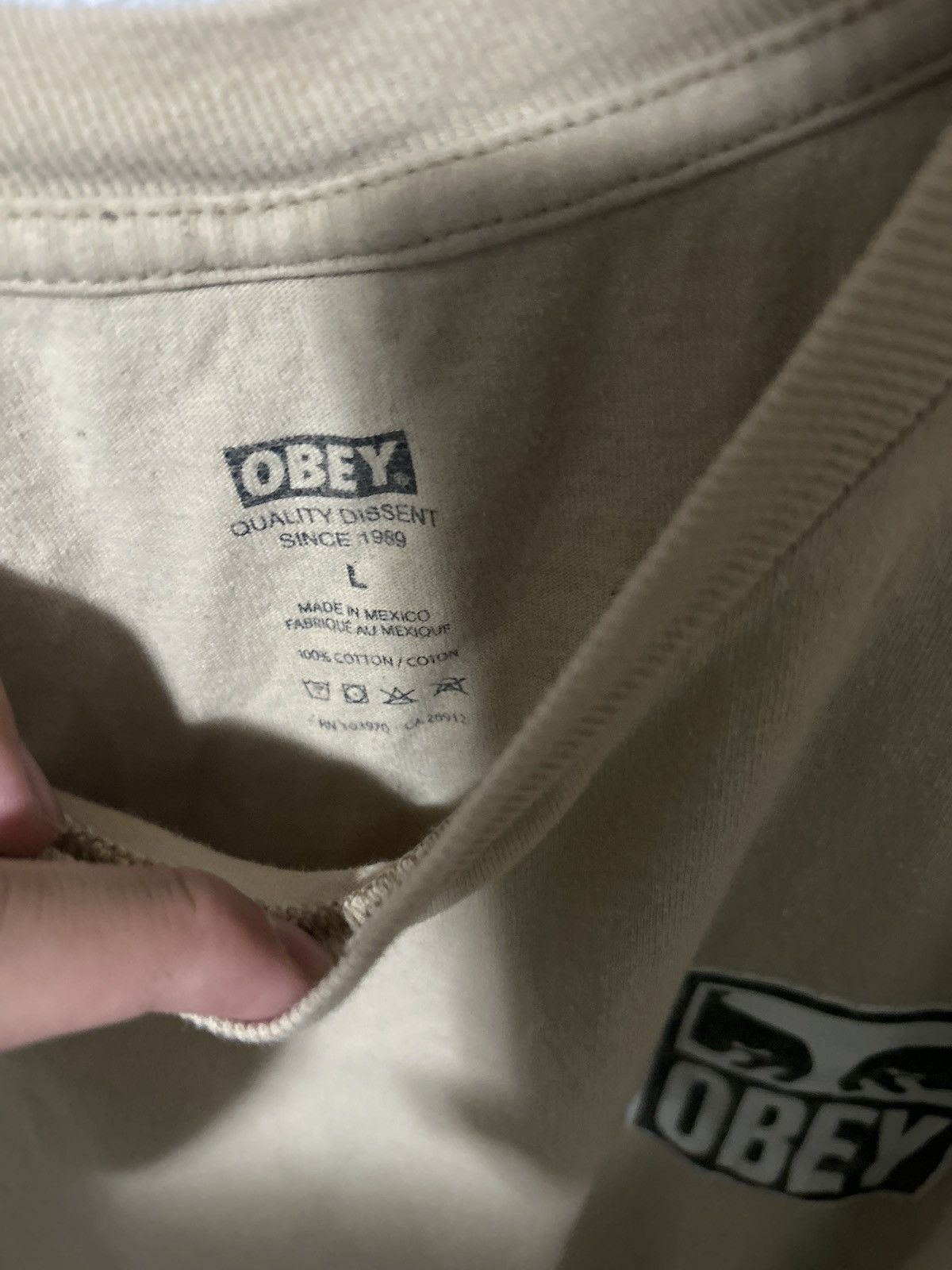 Obey OBEY Tee - Beige Size US L / EU 52-54 / 3 - 3 Thumbnail