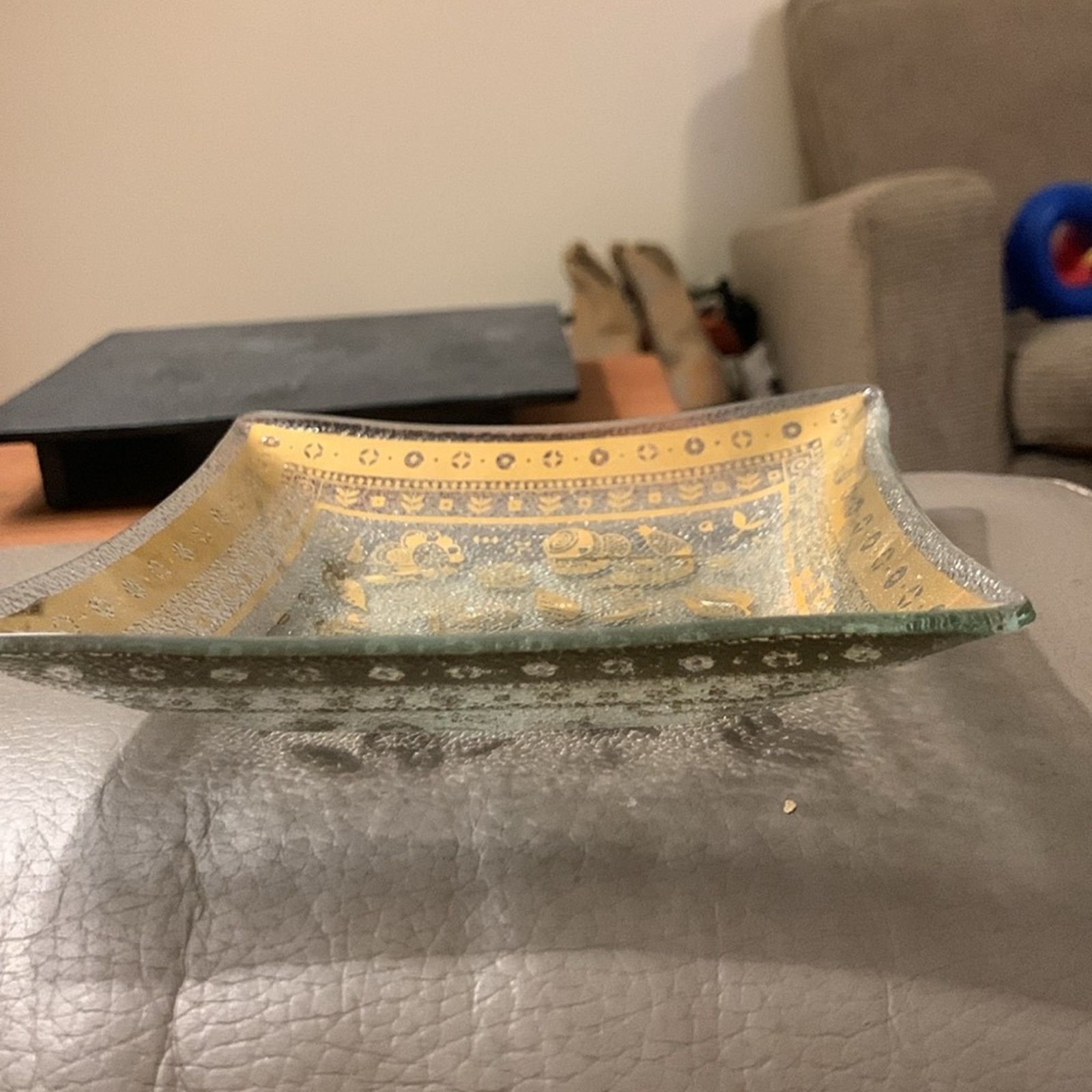 Vintage George Briard midcentury gold & glass 6" square trinket dish Size ONE SIZE - 4 Thumbnail