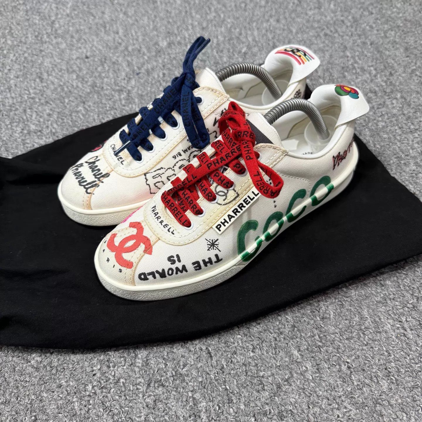 Chanel Chanel x Pharrell Doodle White Kicks Women's 35.5 99 New Size US 5 / IT 35 - 1 Thumbnail