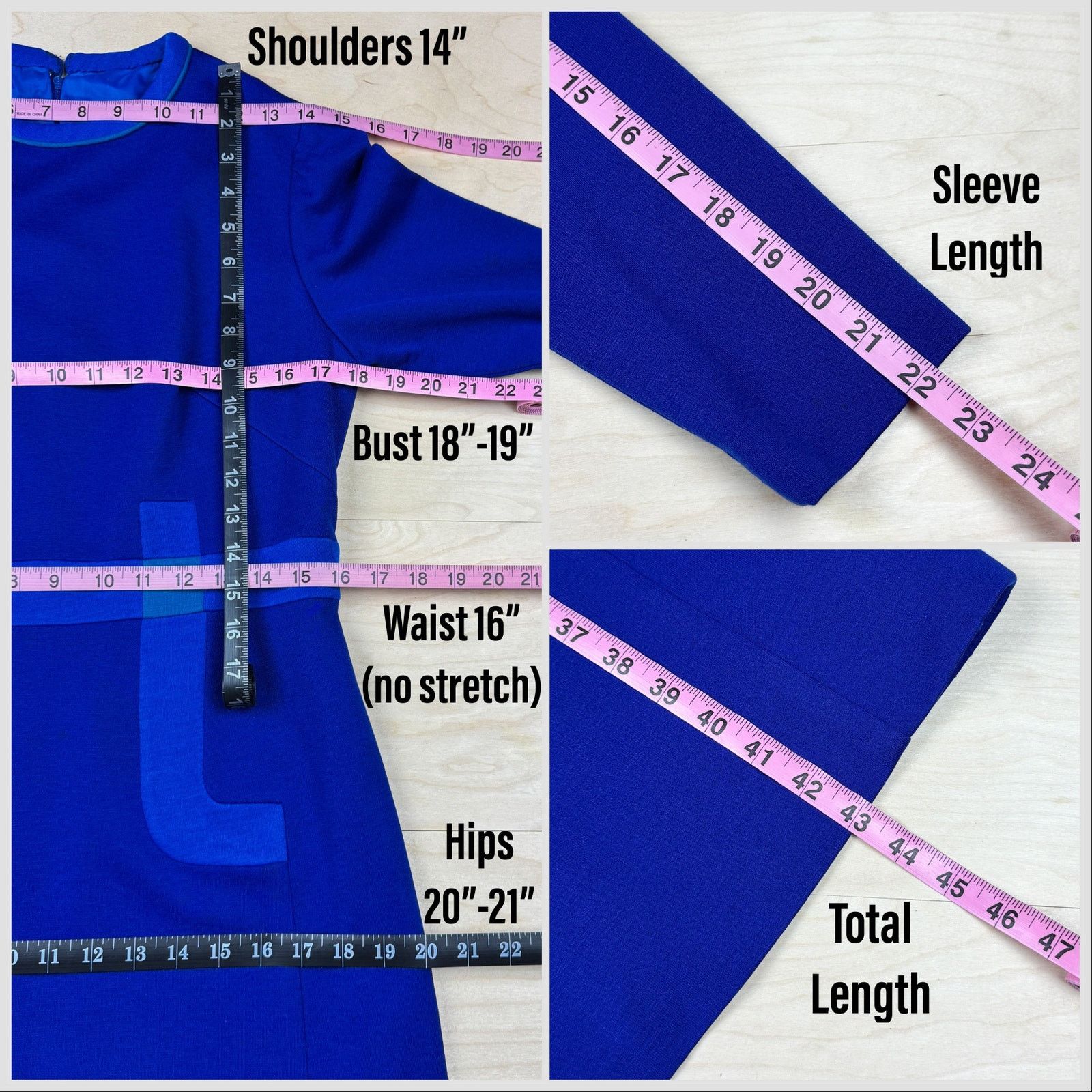 Vintage Vintage 1970s Blue Wool Long Sleeve Knit Sweater Dress Size S / US 4 / IT 40 - 5 Thumbnail