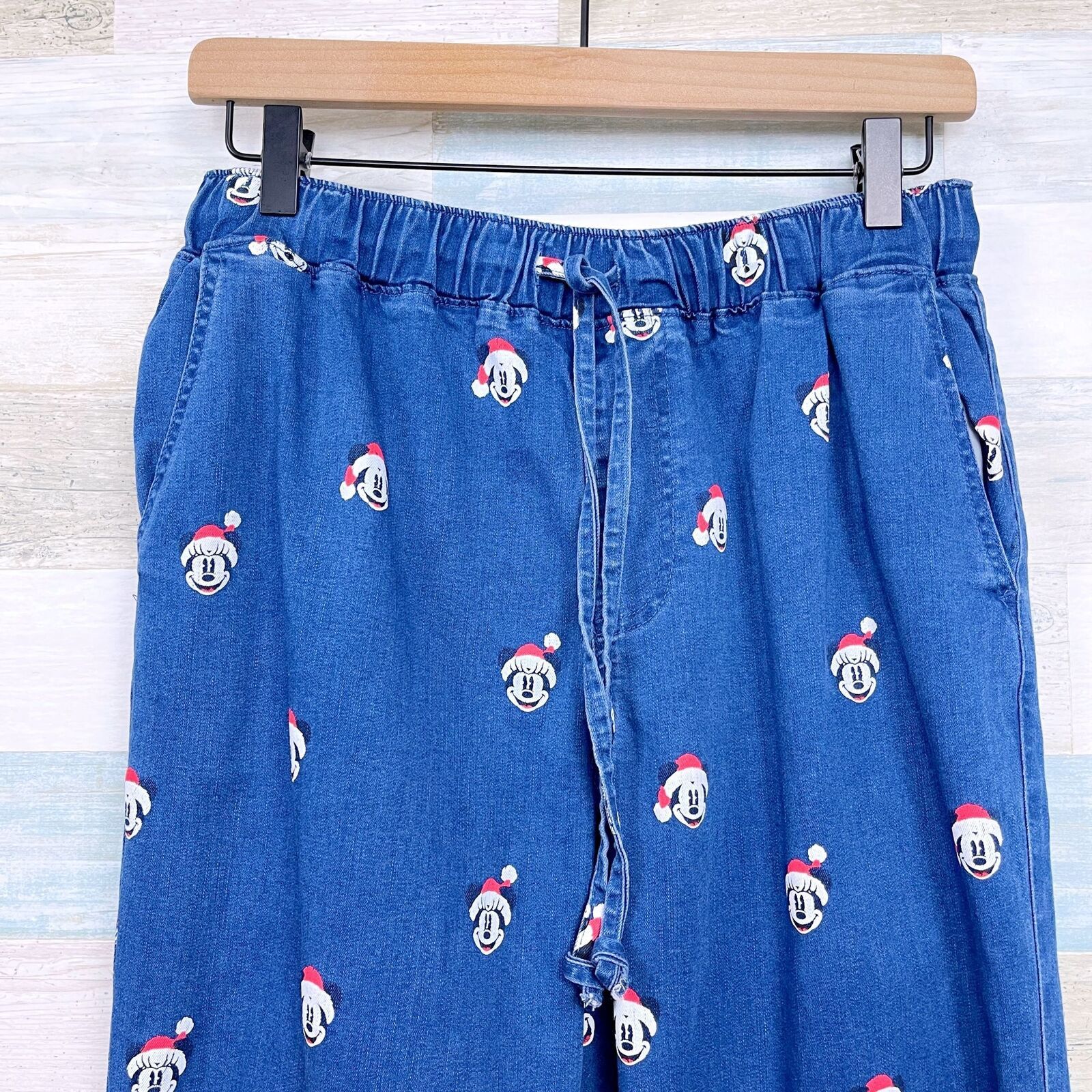 Disney Disney Mickey Mouse Christmas Print Jogger Jean Blue Women L Size 30" / US 8 / IT 44 - 2 Thumbnail