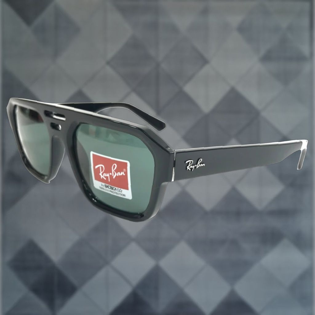 Ray-Ban Sunglasses RB4397 Corrigan Black Square Frames with Green Lenses UV400 Men's Unisex