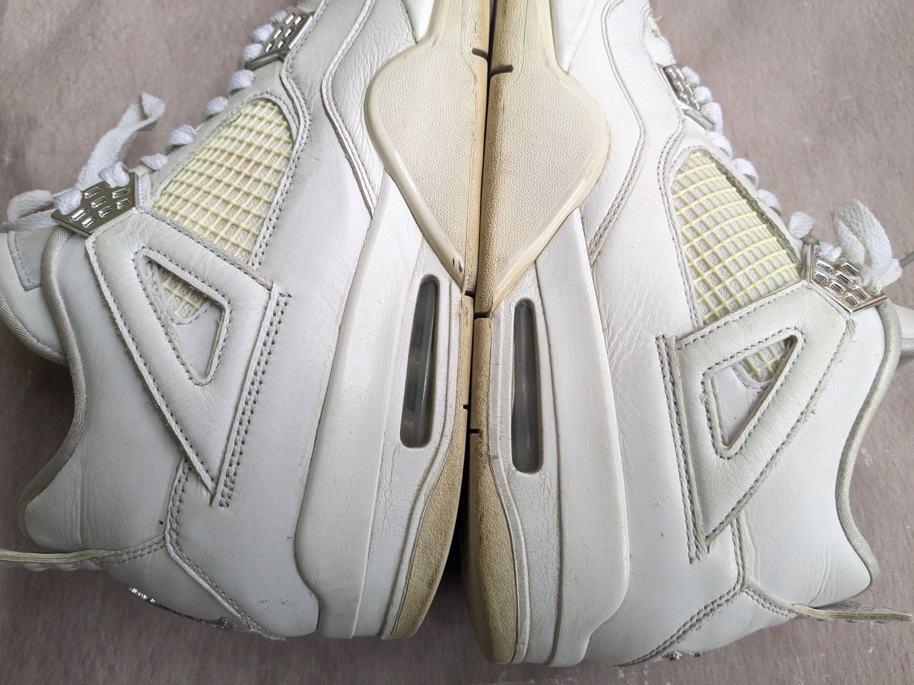 Jordan Brand Nike Air Jordan 4 Retro Pure Money 12 White Silver Leather Size US 12 / EU 45 - 7 Thumbnail