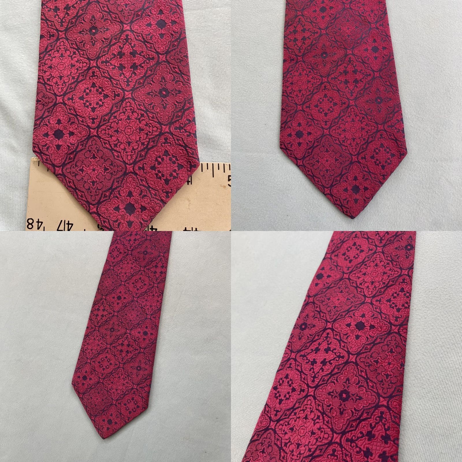 Vintage vtg 1970s Neck Tie Woven Texture Optical Geometric Floral Burst Bright Pink 4x55 Capsule Wide Necktie Size ONE SIZE - 8 Thumbnail