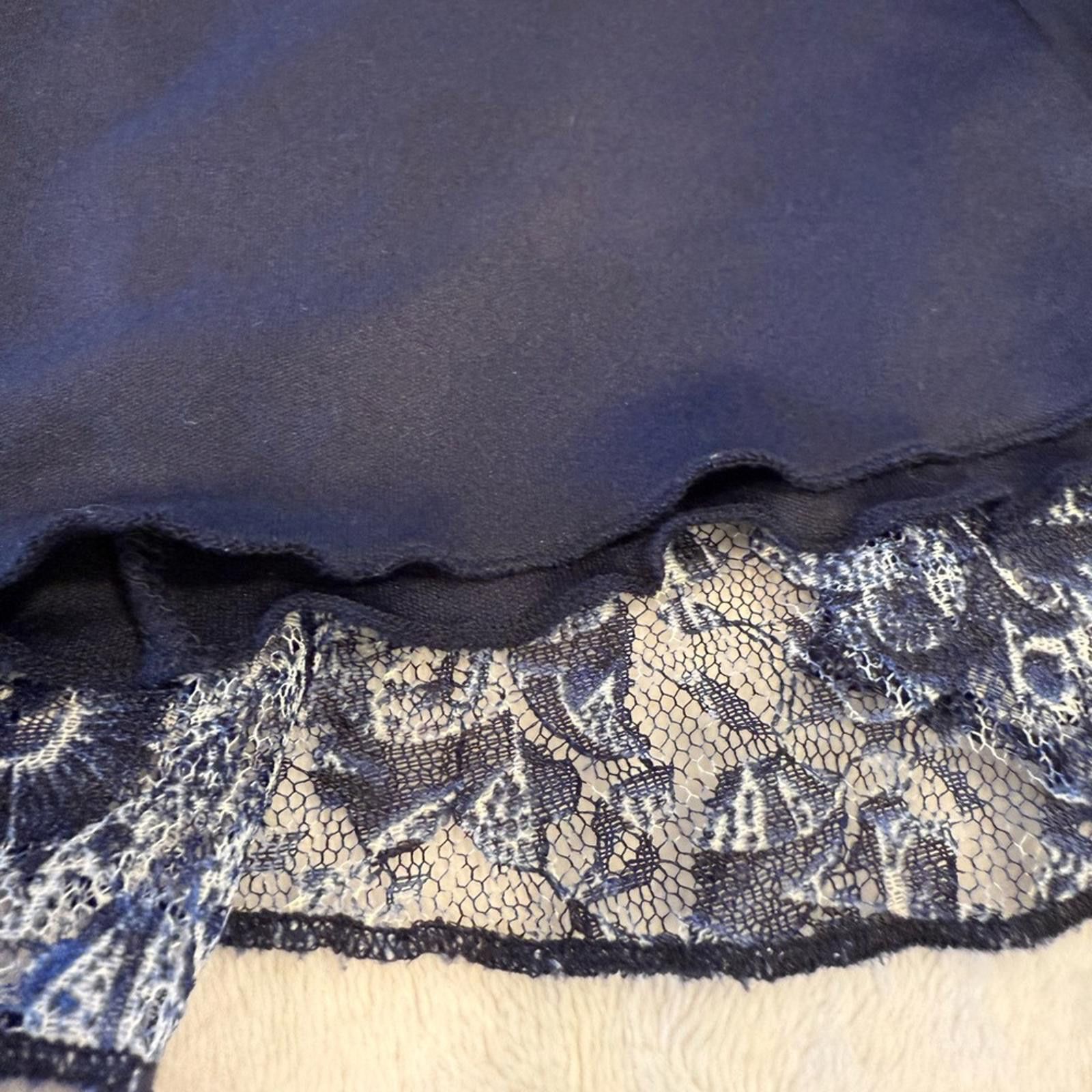 Other Lace blue floral mini skirt elastic pull on waist lined LG Size 36" / US 14 / IT 50 - 4 Thumbnail