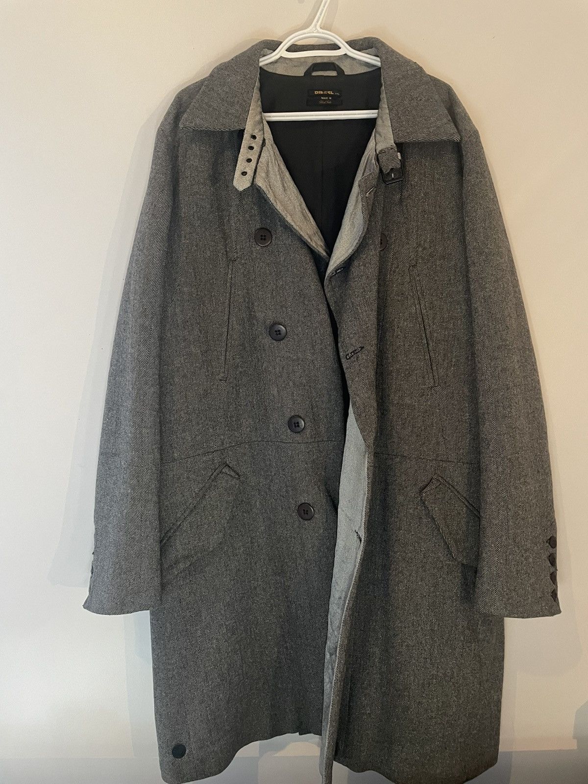 image of Diesel Black Gold Heavy Wool Coat in Grey, Men's (Size 2XL)