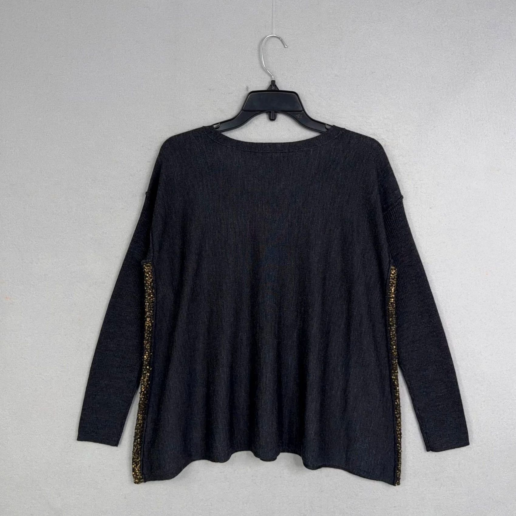 Eileen Fisher Eileen Fisher Sweater Womens Small Grey Merino Wool Sequin Side Trim Pullover Size S / US 4 / IT 40 - 5 Thumbnail
