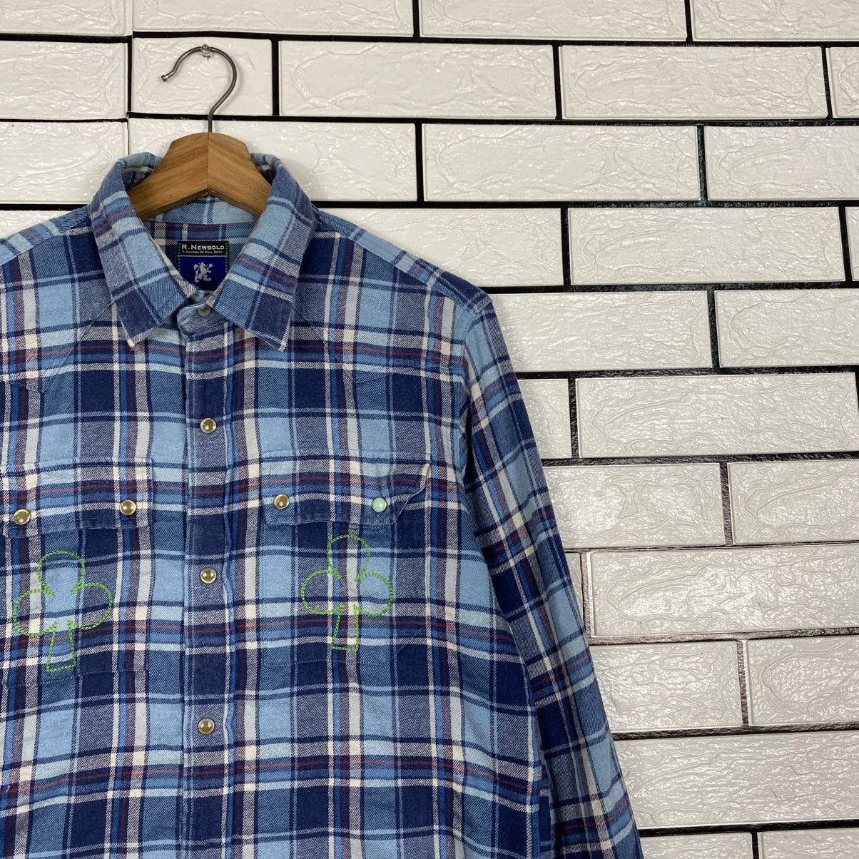 Buzz Rickson's 📌Vintage Flannel Jacket Button R Newbold Tartan Design Size US M / EU 48-50 / 2 - 7 Thumbnail