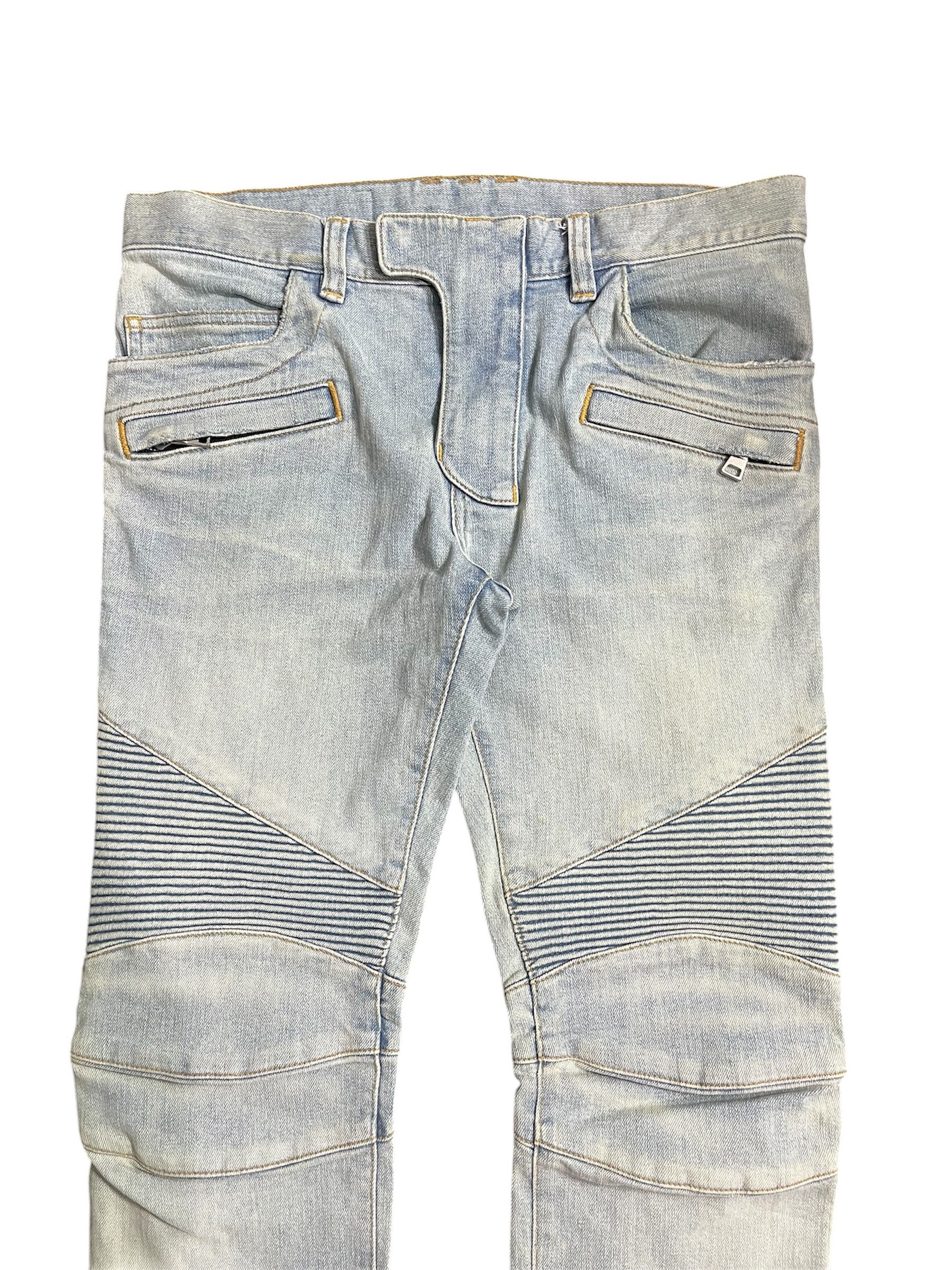 Balmain Balmain kanye light blue distressed biker jeans Size US 29 - 3 Thumbnail