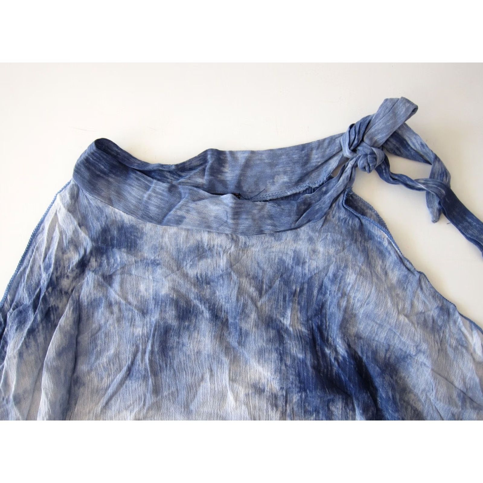 Vintage JW Style Blouse Tunic Sleeveless High Neck NWT Blue White Tie Dye M Womens Size M / US 6-8 / IT 42-44 - 4 Thumbnail