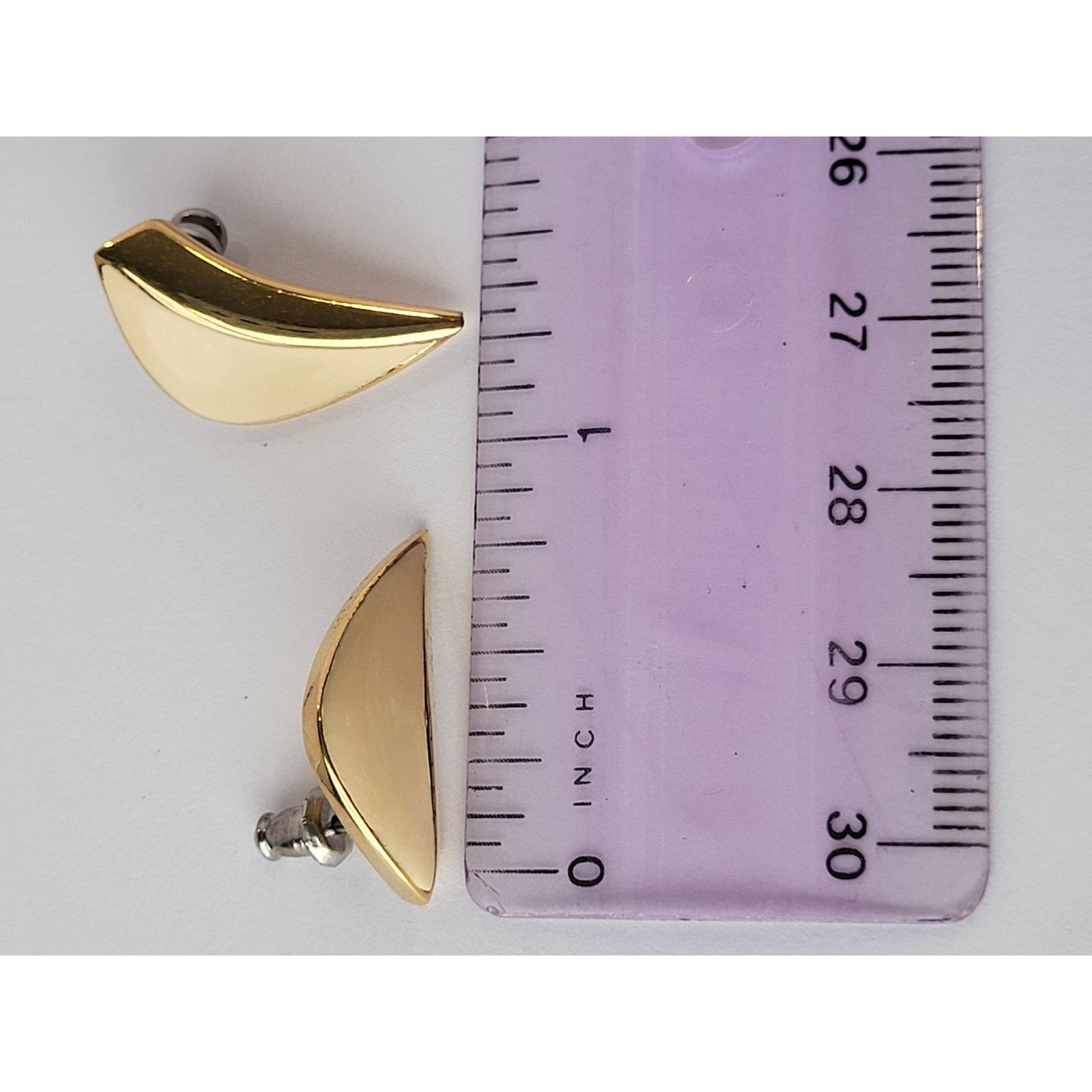 Monet Vintage Monet Pierced Earrings Chevron Shape Cream Gold Size ONE SIZE - 2 Thumbnail