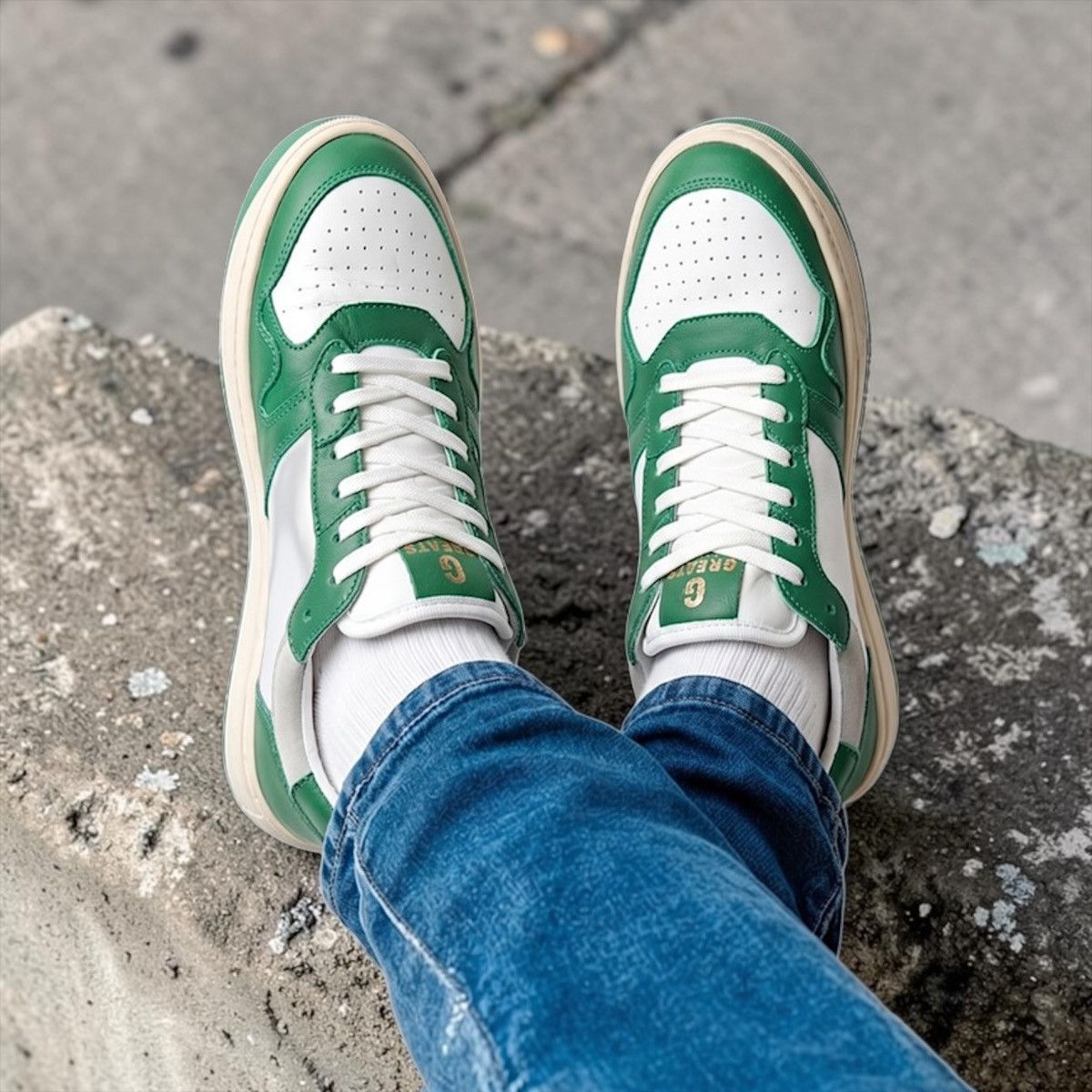 Greats Greats Women’s Brighton Low Top Green White Sneakers Sz 8.5 Size US 8.5 / IT 38.5 - 3 Thumbnail