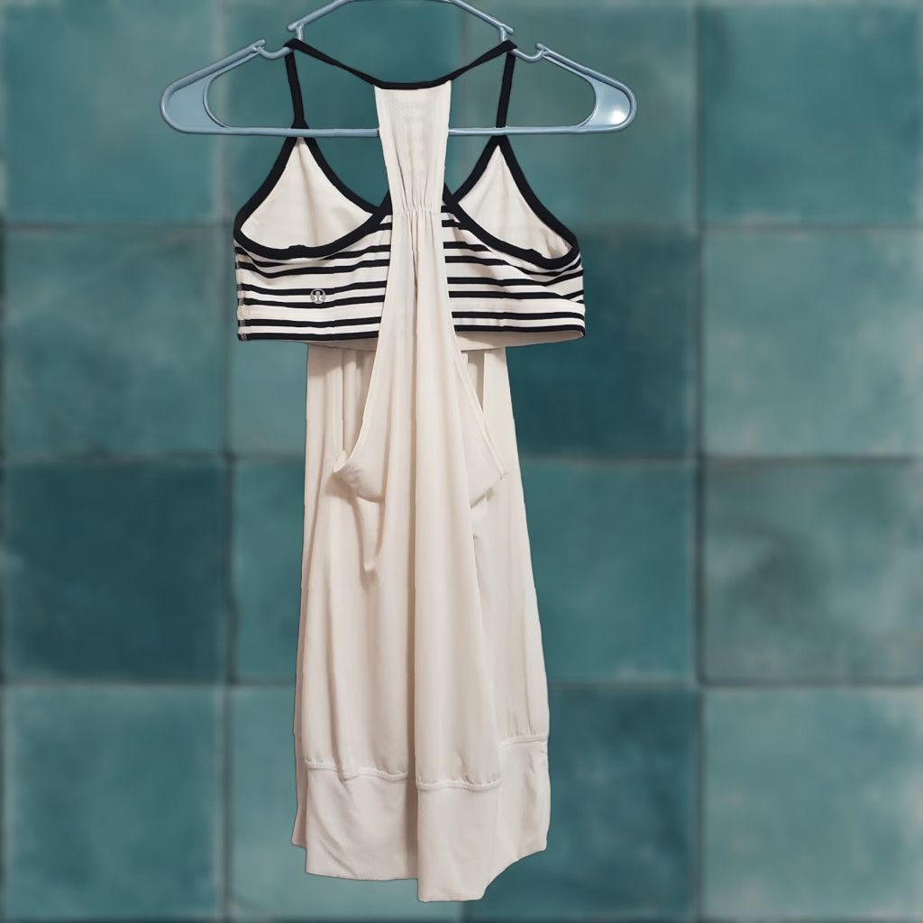 Lululemon VINTAGE Lululemon Top Womens White Black Stripe Layered Bra and Tank Tank Sleeveless Racerback 26" Bust 27.5" Shoulder to Hem Womens Yoga Gym Running Size XS / US 0-2 / IT 36-38 - 1 Thumbnail