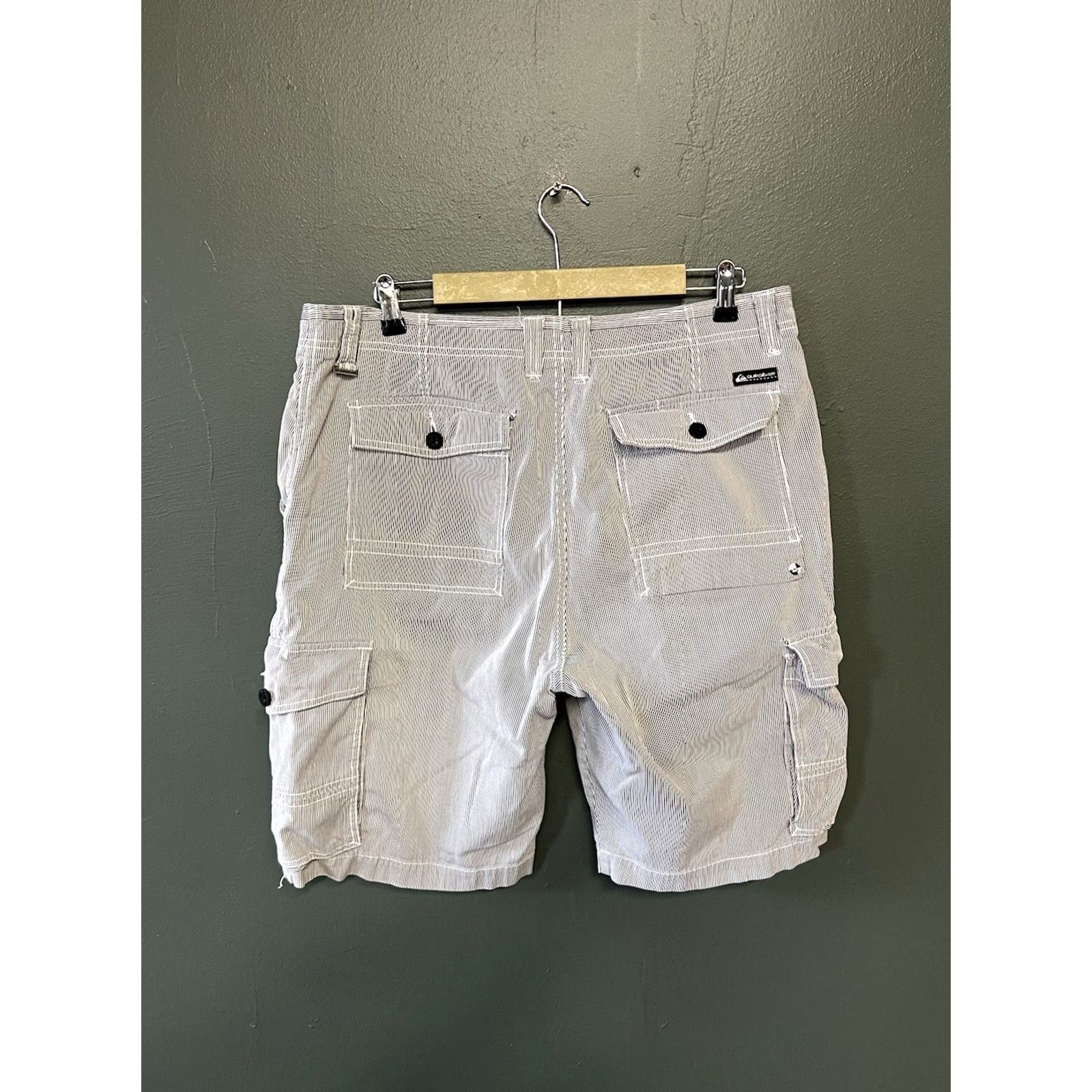 Quiksilver Quiksilver Cargo Shorts Blue Striped Mens Size 36 Y2K Eco Friendly Size US 36 / EU 52 - 2 Thumbnail