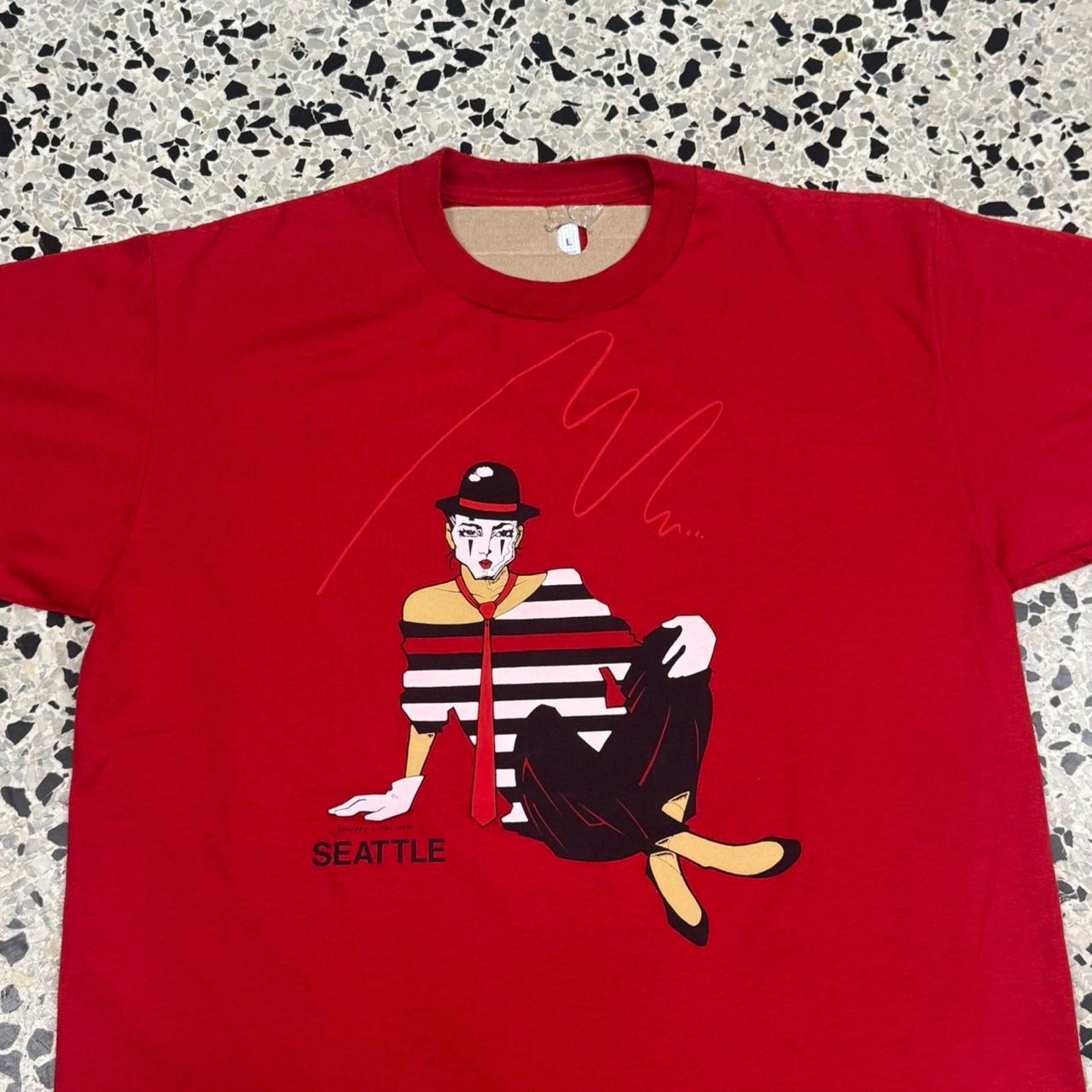 Jerzees × Vintage VINTAGE 90S JEFFREY L. POLLARD SEATTLE MIME TEE: Size US L / EU 52-54 / 3 - 3 Thumbnail