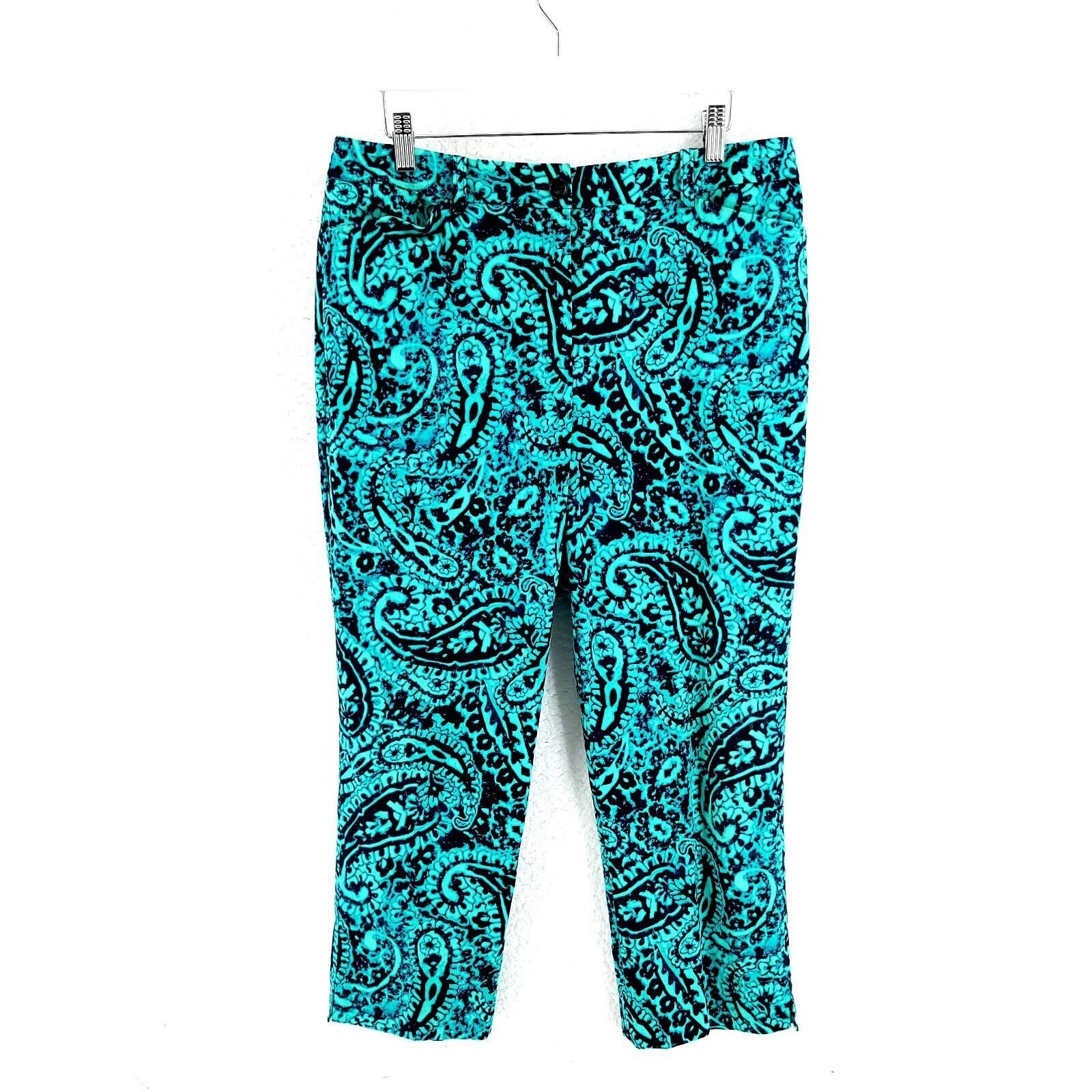 Jones New York Jones New York Signature Stretch Green Blue Paisley High Ris Size 33" - 1 Thumbnail