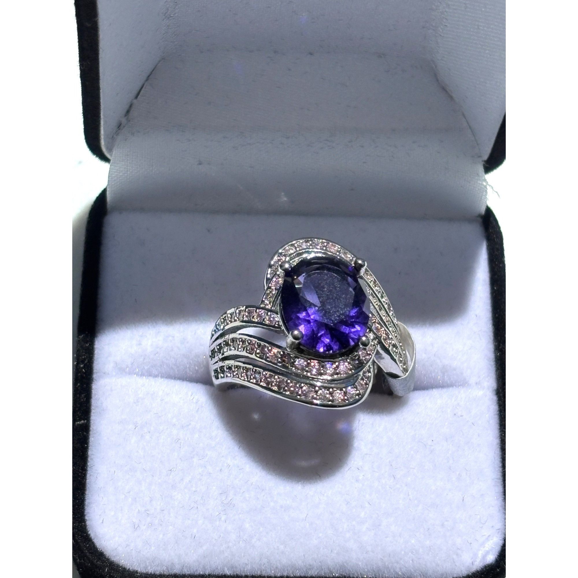 Other Silver-Tone Faux Amethyst & Crystal Accent Swirl Cocktail Ri Size ONE SIZE - 4 Thumbnail