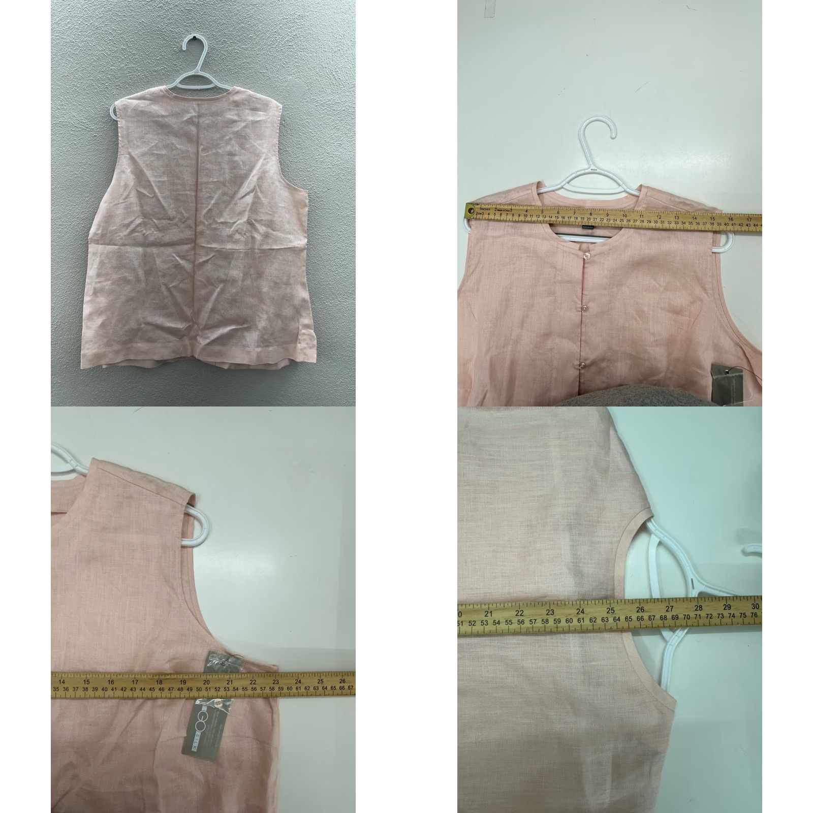 Pinko Go Silk Tank Top Womens Button-Up Linen 1X Pink NWTs Light Weight Sleeveless? Long Sleeve Size XL / US 12-14 / IT 48-50 - 8 Thumbnail