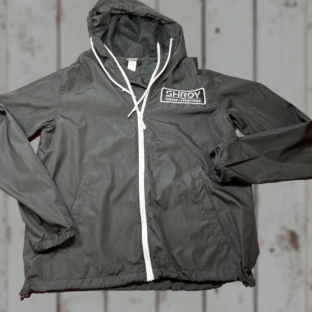 Vintage Shreddy Mens S Black Full Zip Hooded Windbreaker Jacket Thrash Everything Coat S Windbreaker Hooded Pockets Lightweight Outdoor 90s Mens Size US S / EU 44-46 / 1 - 1 Thumbnail