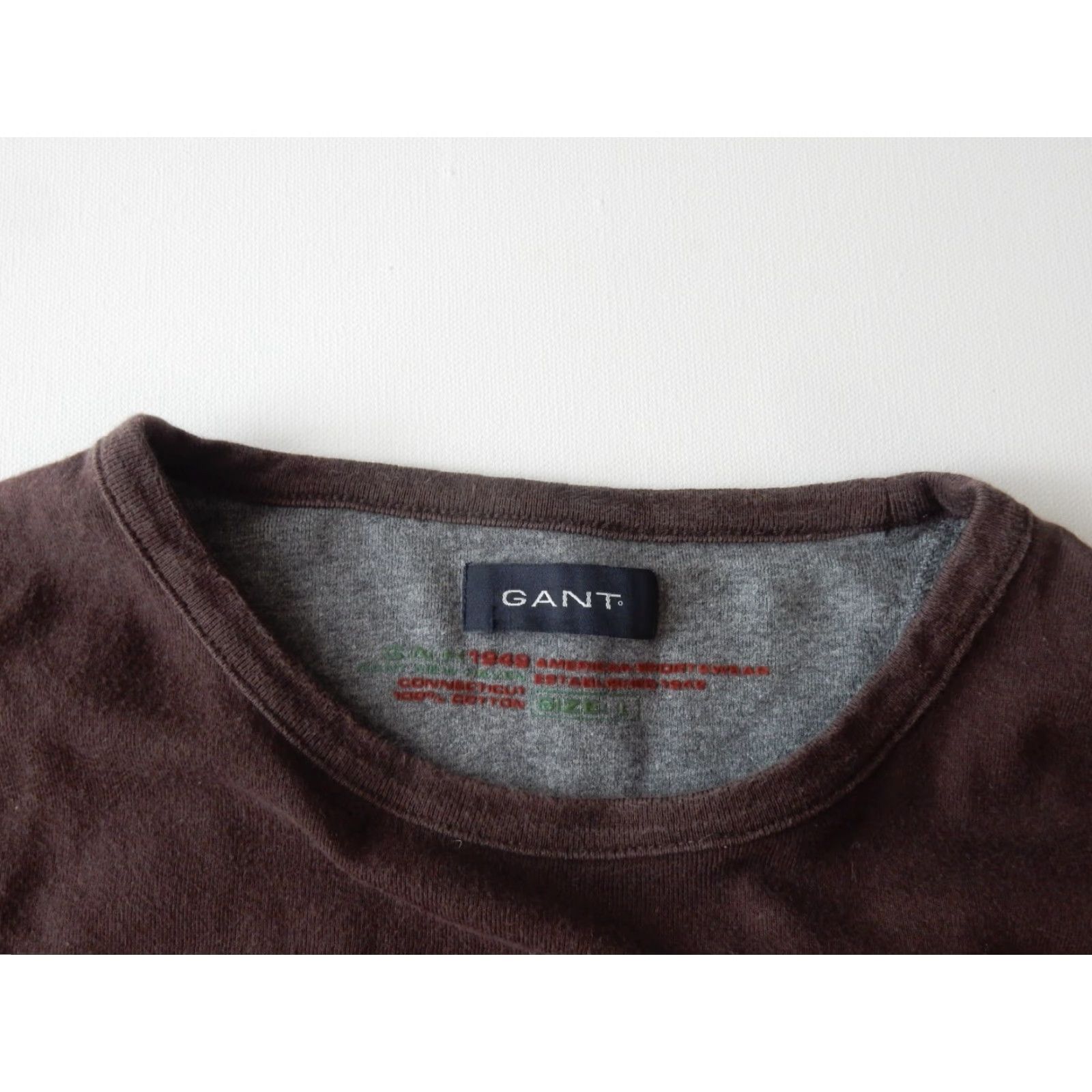Gant GANT Men's Sweater L Pullover Cotton Brown, Regular Size Size US L / EU 52-54 / 3 - 3 Thumbnail