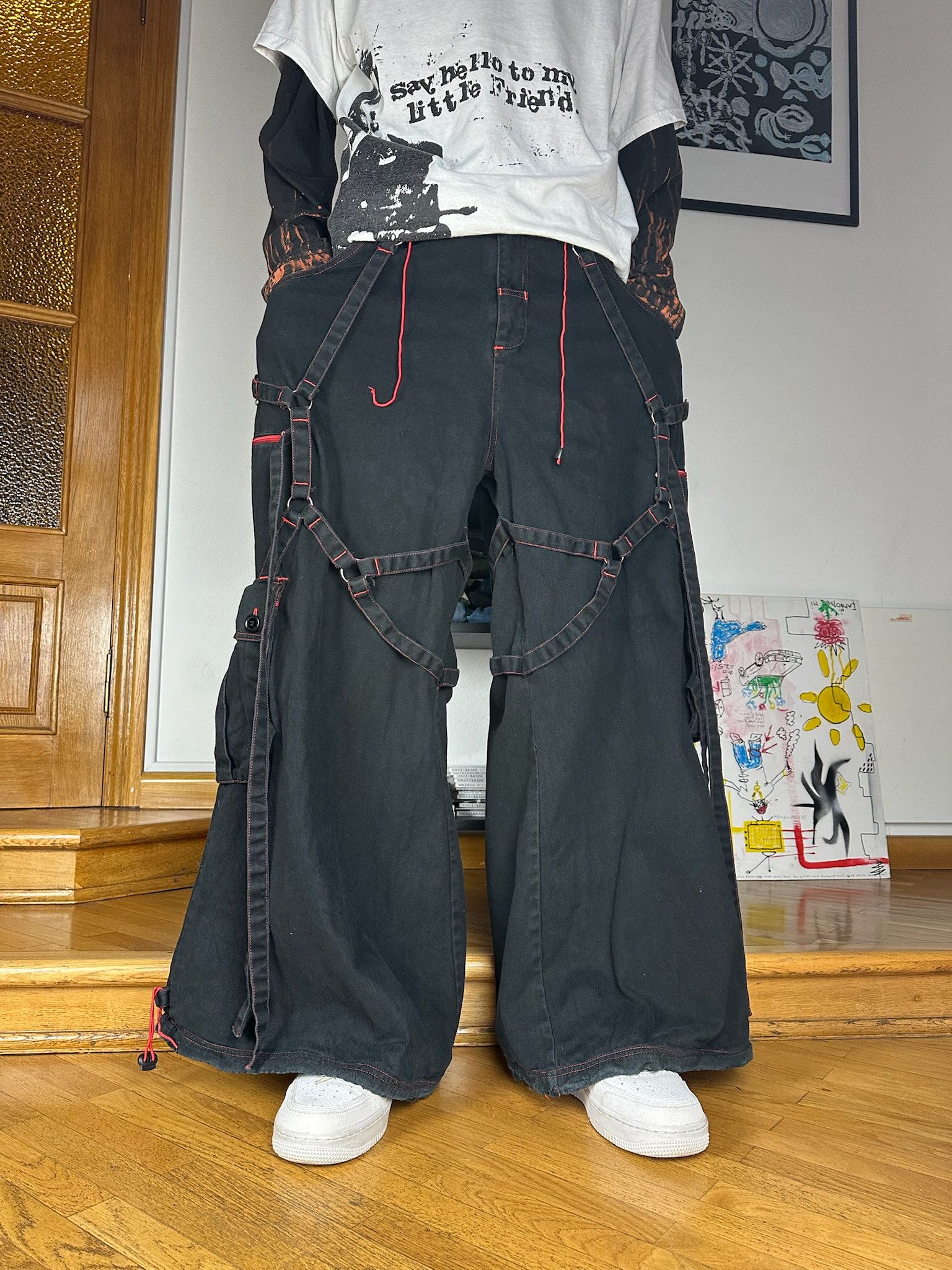 Rare Vintage Criminal Damage Bondage parachute Cargo Pants