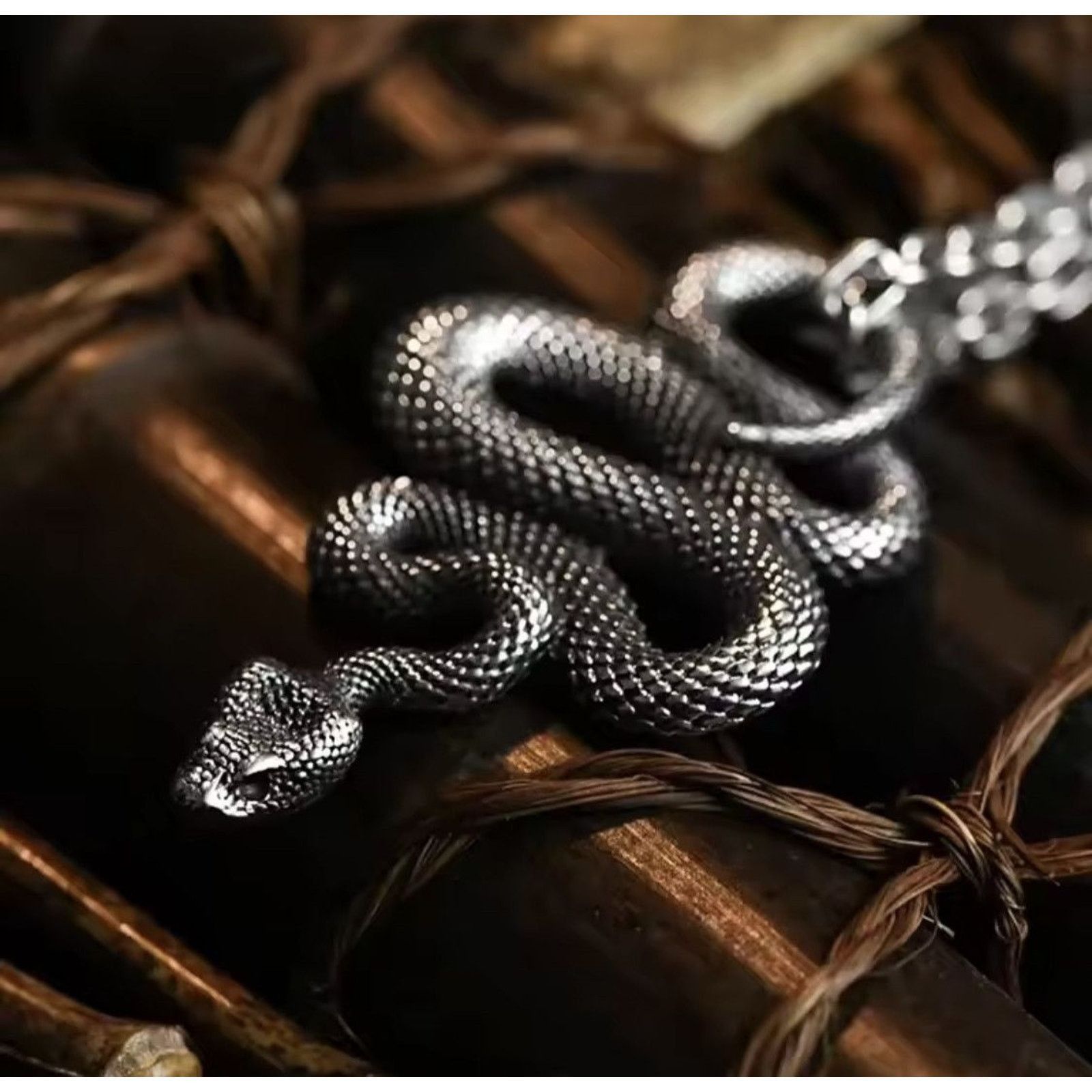 Jewelry Snake Pendant Necklace Y2K Gothic Punk Chain Size ONE SIZE - 3 Thumbnail