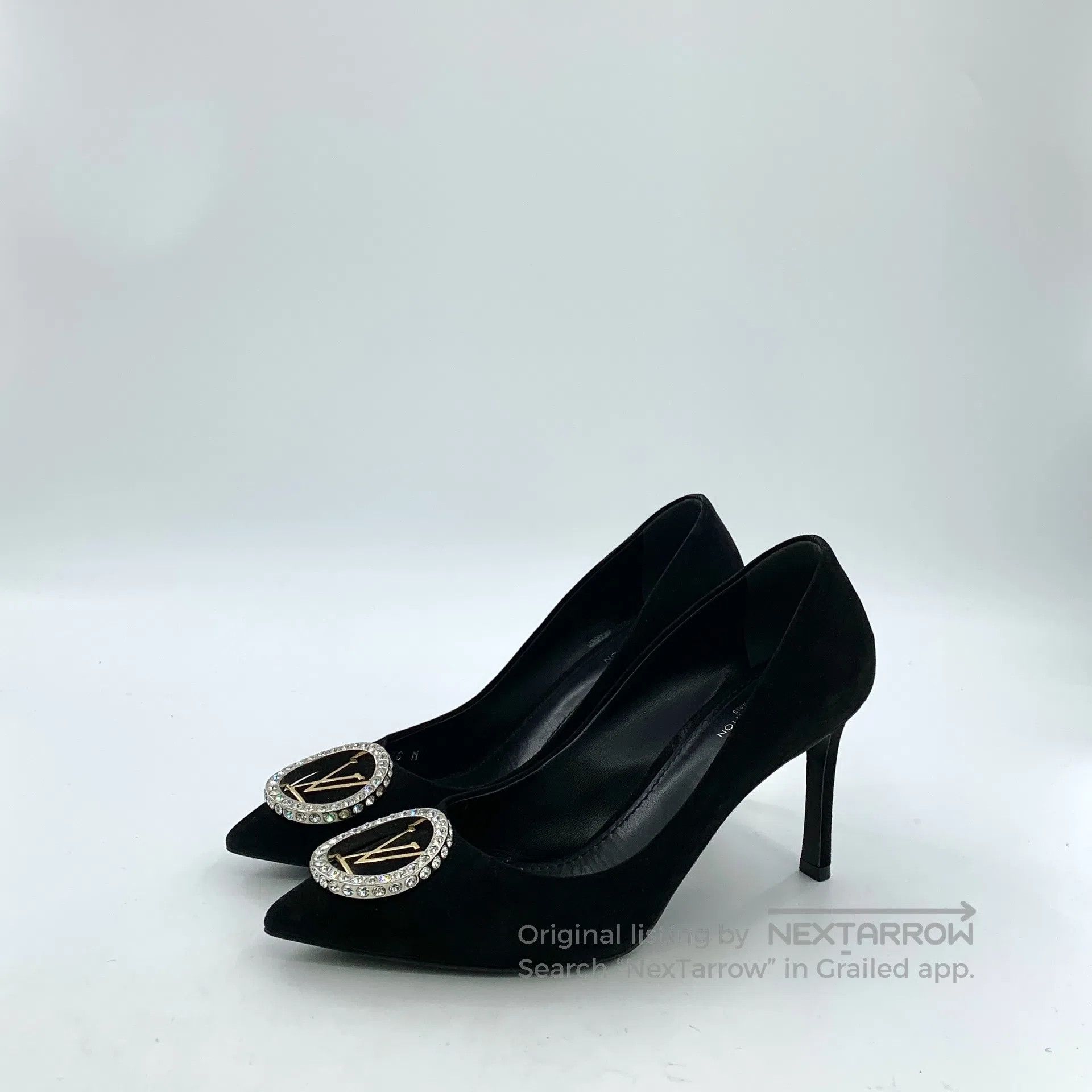 Louis Vuitton Louis Vuitton Black diamond-encrusted logo high heels with Size US 6.5 / IT 36.5 - 1 Thumbnail