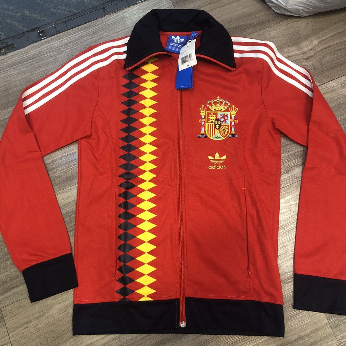 image of Spain 1994 Adidas Original Retro Jacket in Red, Men's (Size Small)