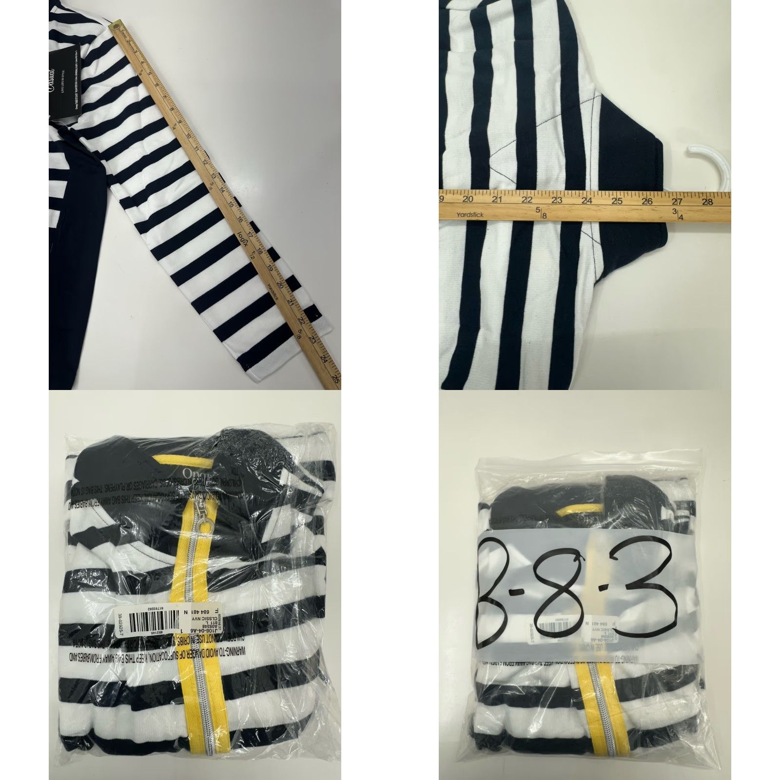 Vintage Onque Casuals Womens Jacket L Navy Striped Long Sleeve Full Zip NWTs Size L / US 10 / IT 46 - 8 Thumbnail
