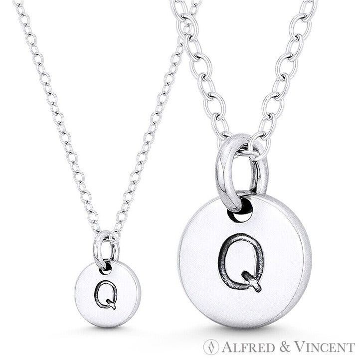 Other Initial Letter "Q" Engraved Tiny Circle Pendant Size ONE SIZE - 1 Preview
