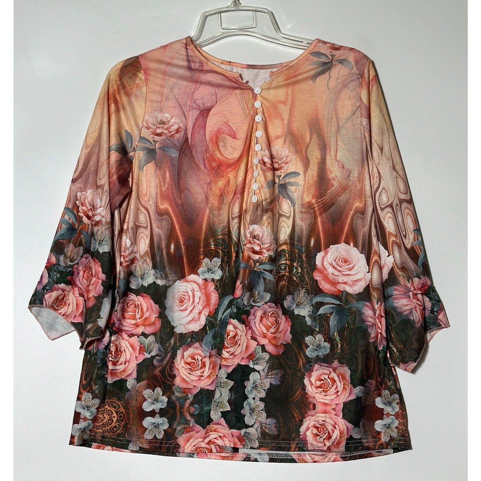 Other Womens Plus 2XL Top Cottagecore Garden Fairy Roses Feminine Size XXL / US 16-18 / IT 52-54 - 1 Thumbnail