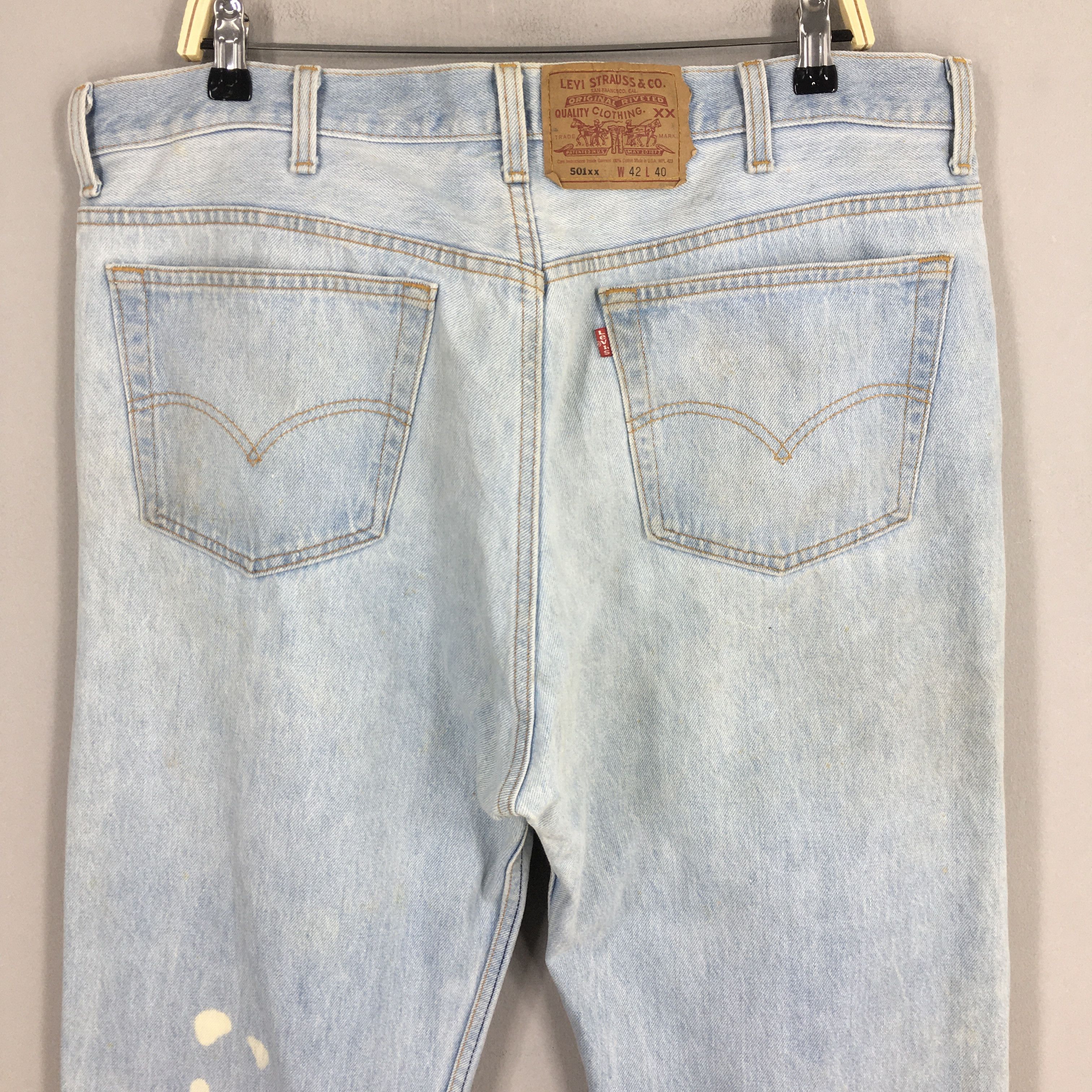 Levi's Size 38x35.5 Vintage 90s Levi's 501 Faded Blue Jeans Size US 30 / EU 46 - 9 Thumbnail