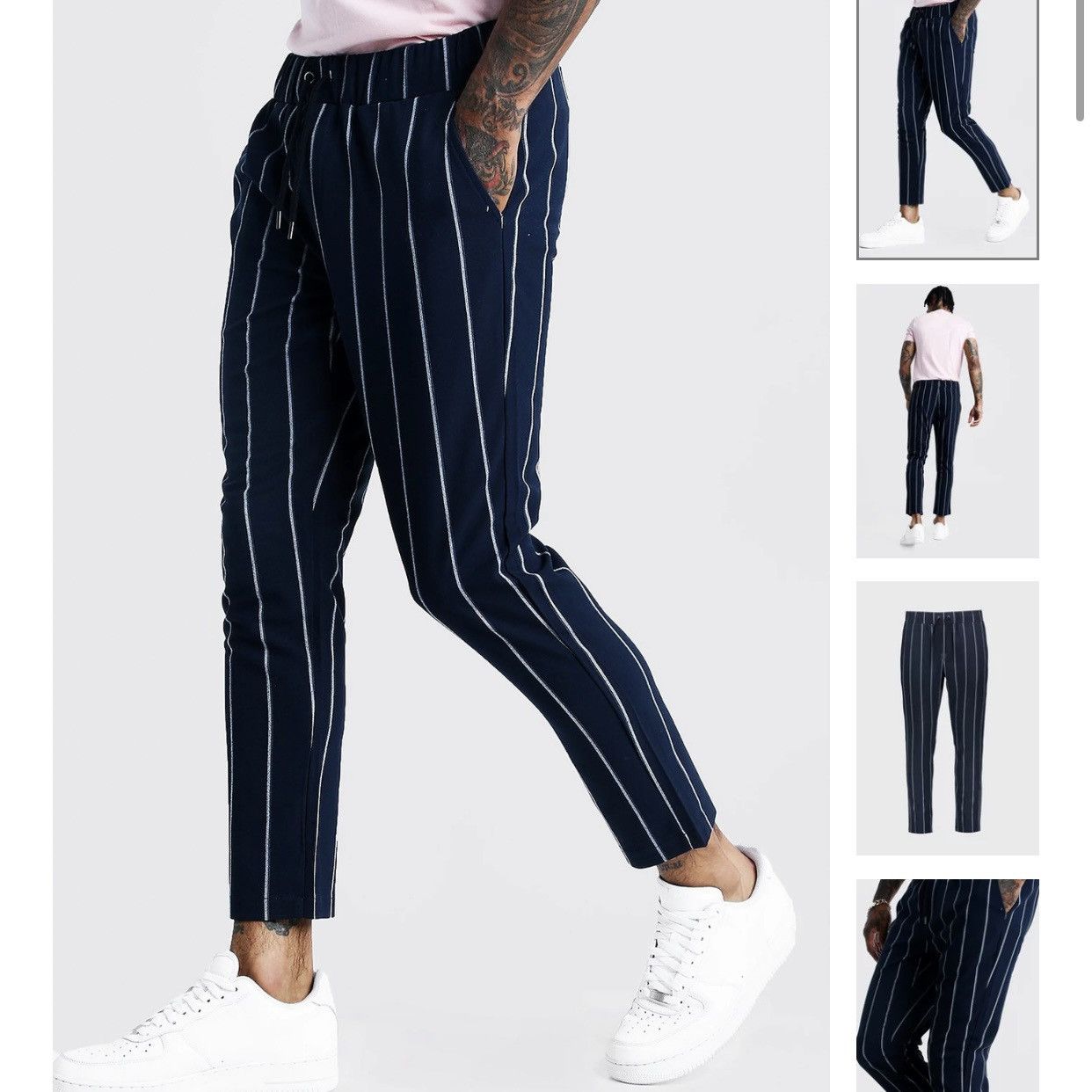 Boohoo BoohooMAN Striped Smart Cropped Pants Size US 28 / EU 44 - 4 Thumbnail