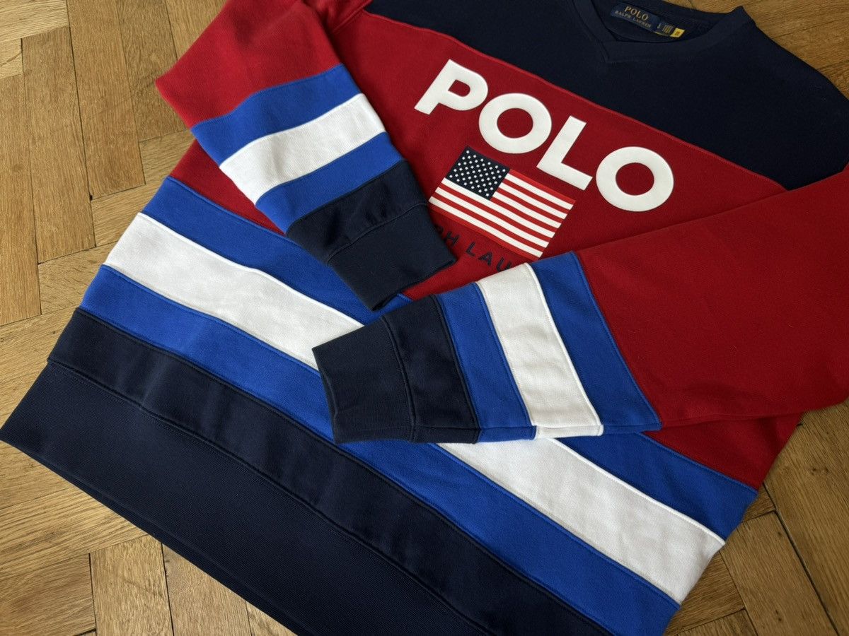 Polo Ralph Lauren Polo Ralph Lauren Color Block Flag Print Crewneck L Size US L / EU 52-54 / 3 - 5 Thumbnail