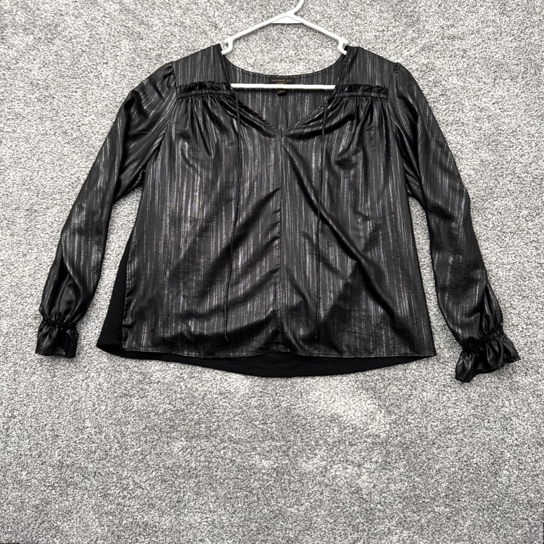 Vintage Current Air Blouse Womens Small V-Neck Long Sleeve Pullover Black Office Casual Workwear Bohemian Classic Size S / US 4 / IT 40 - 2 Thumbnail