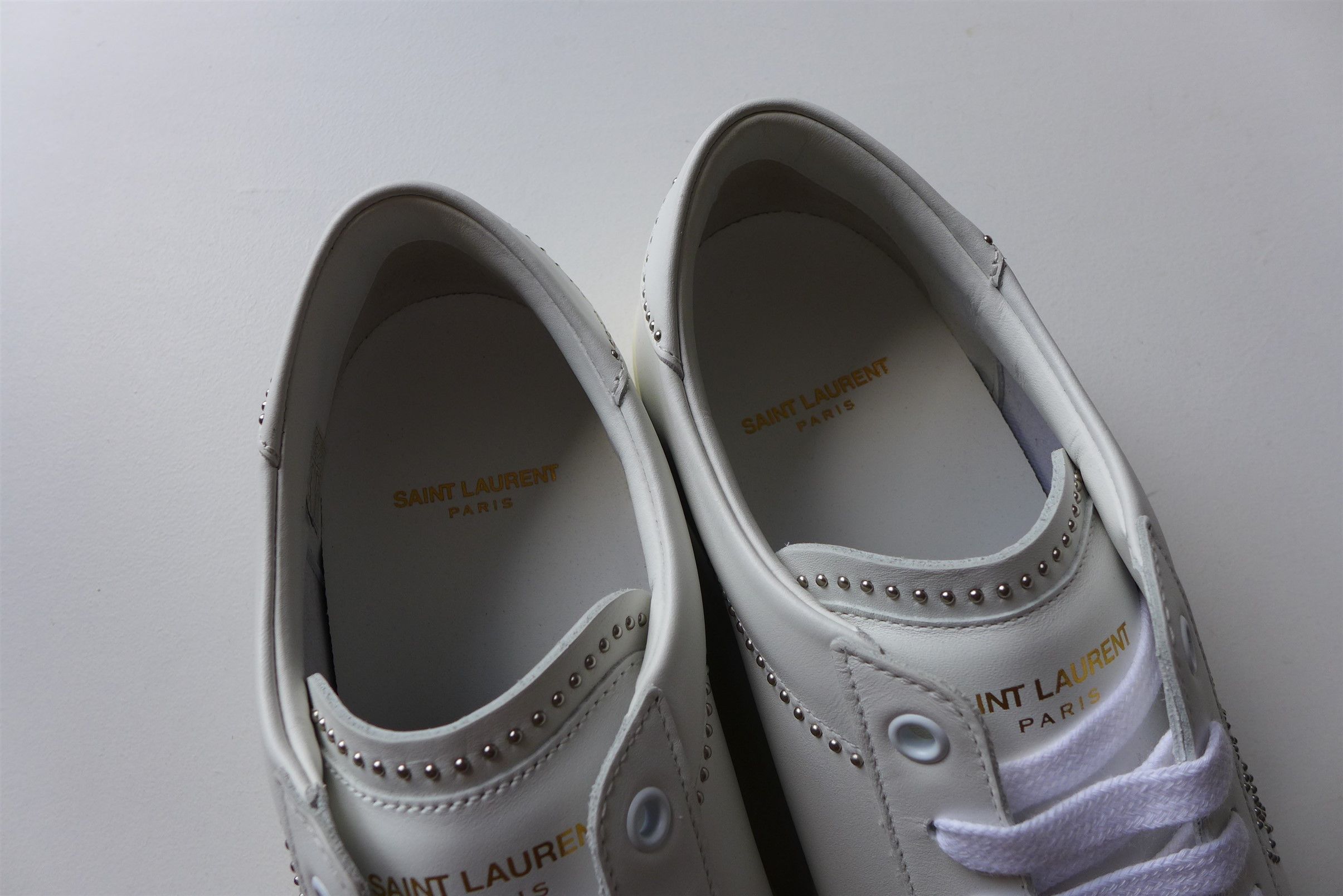 Saint Laurent Paris Saint Laurent SL/08 Sneakers - Studded White Calf Leather Size US 11 / EU 44 - 4 Thumbnail