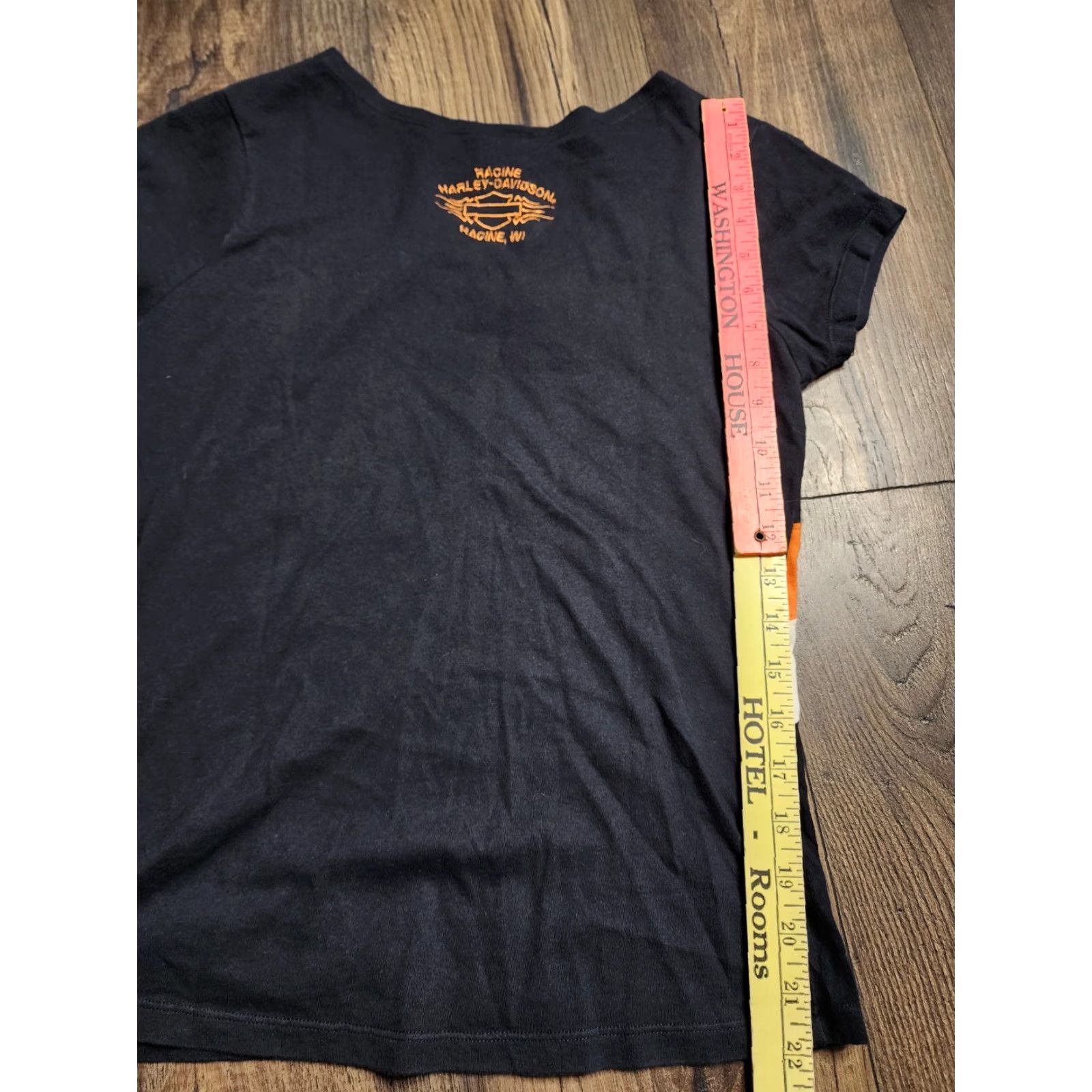 Harley Davidson VINTAGE Harley-Davidson Shirt Women L Black V-Neck Short Sleeve Embroidered Patch Size L / US 10 / IT 46 - 2 Thumbnail