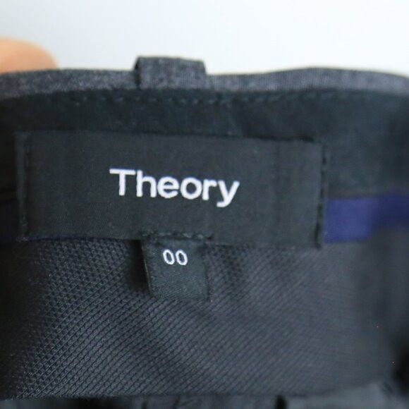 Theory Theory Testra 2B Virgin Wool Grey Pleated Slim Pants Size 00 Size 24" / US 00 / IT 34 - 3 Thumbnail