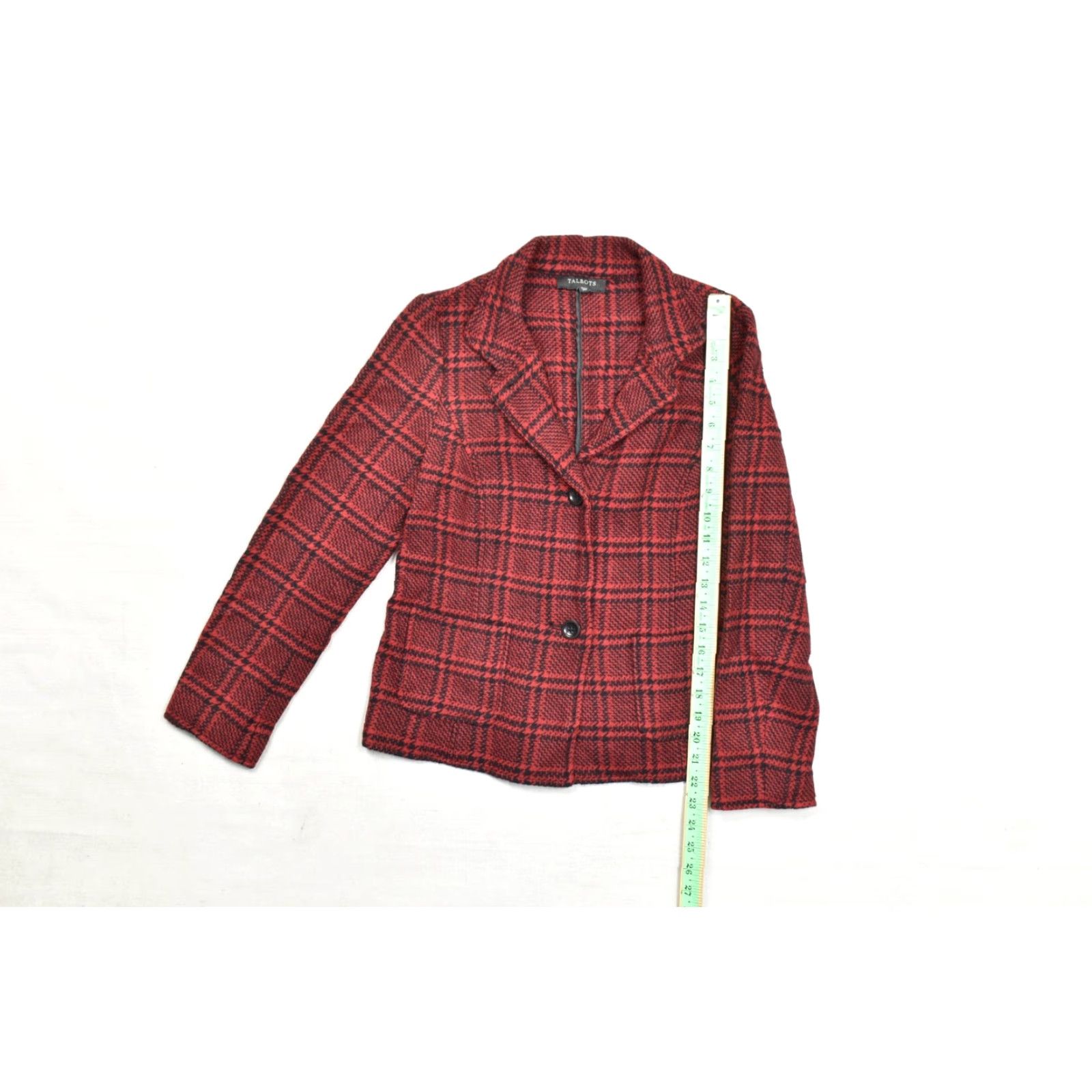 Talbots Talbots Blazer Jacket Wool Blend Houndstooth Plaid Two Button Red Regular Women XS-4 Size S / US 4 / IT 40 - 5 Thumbnail