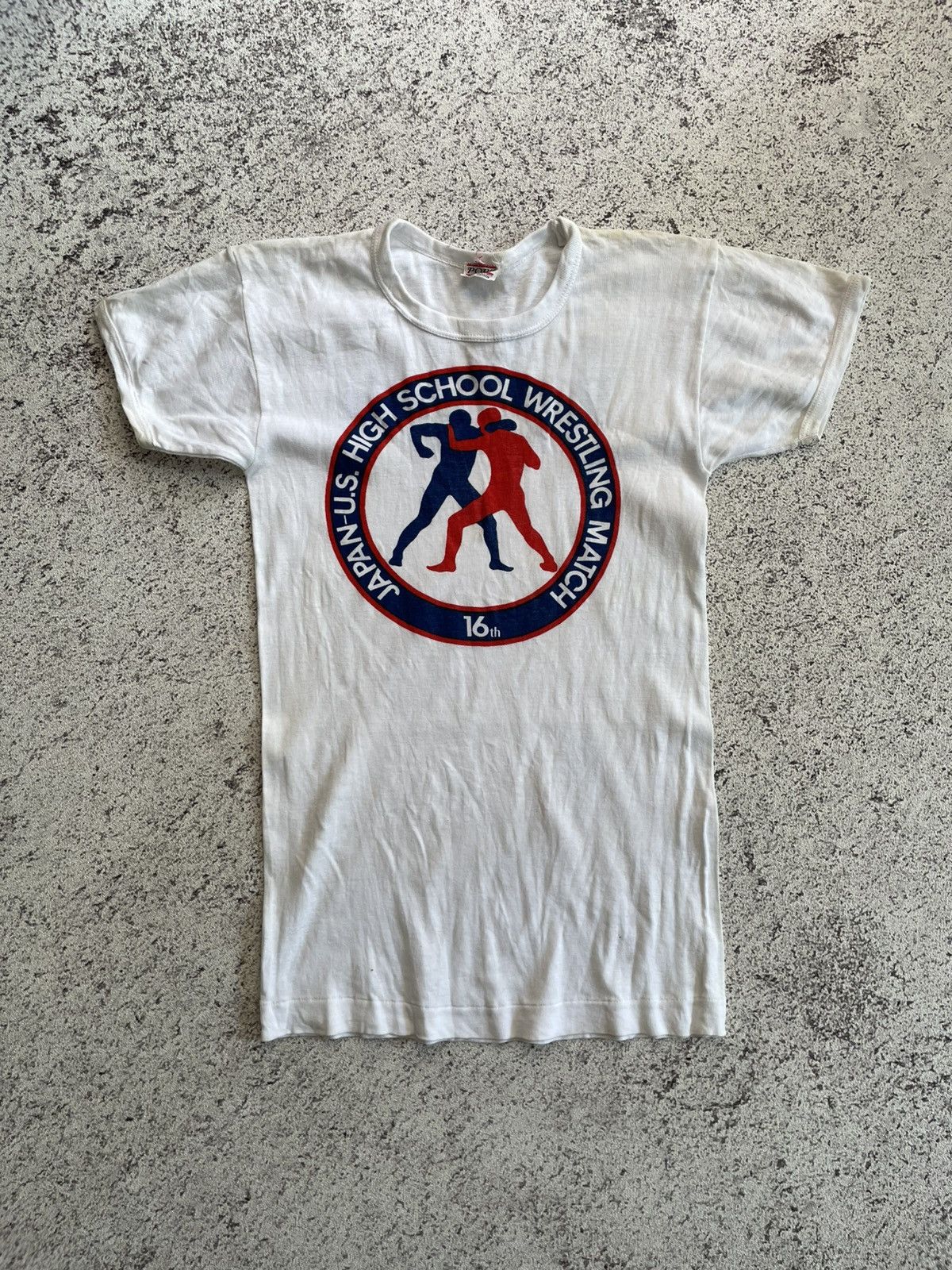 Vintage 70s Mobil Wrestling US Japan School Shirt Fitted Tee