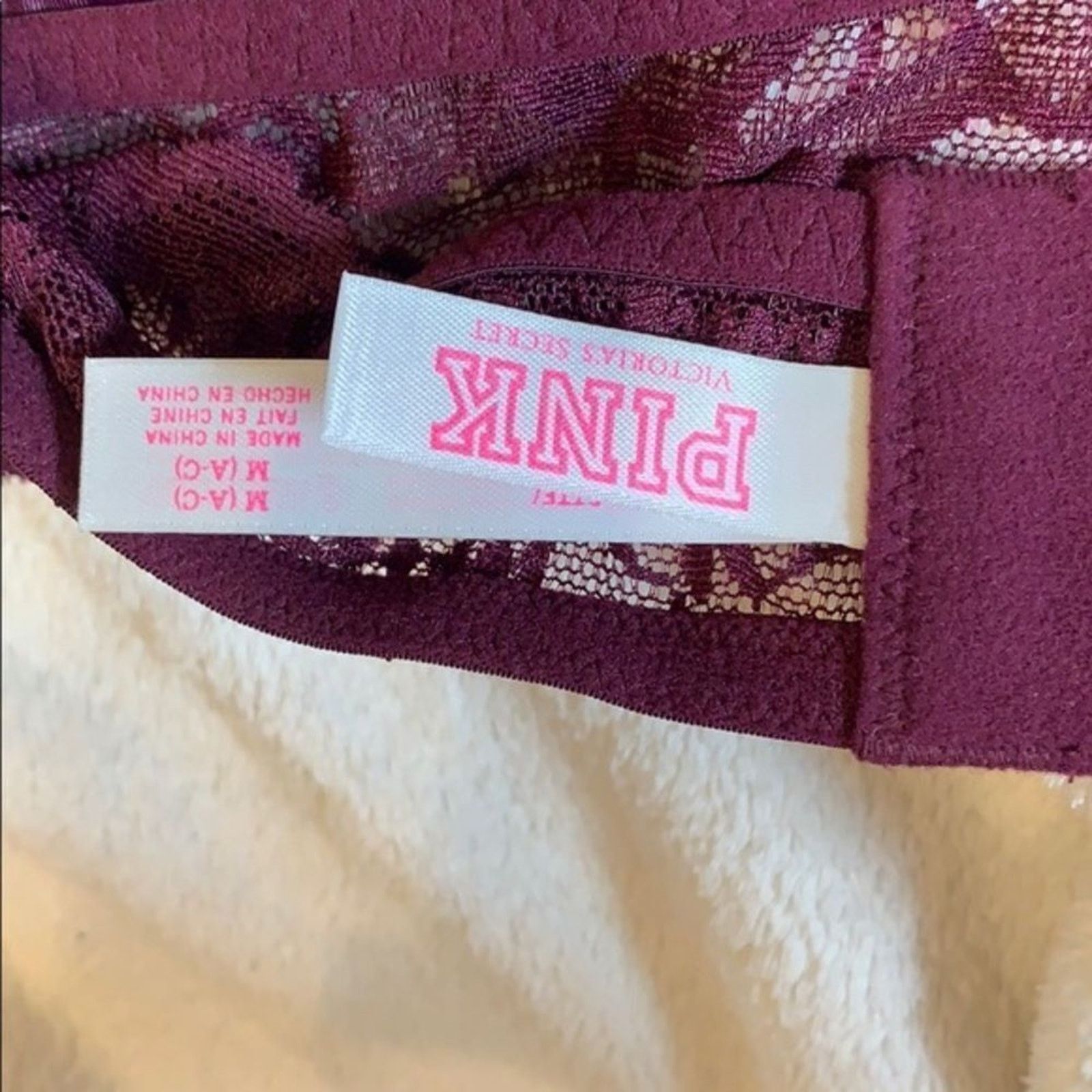 Victoria's Secret Victoria’s Secret PINK Maroon Lace Halter Neck Bra | Sz M Size M / US 6-8 / IT 42-44 - 5 Thumbnail