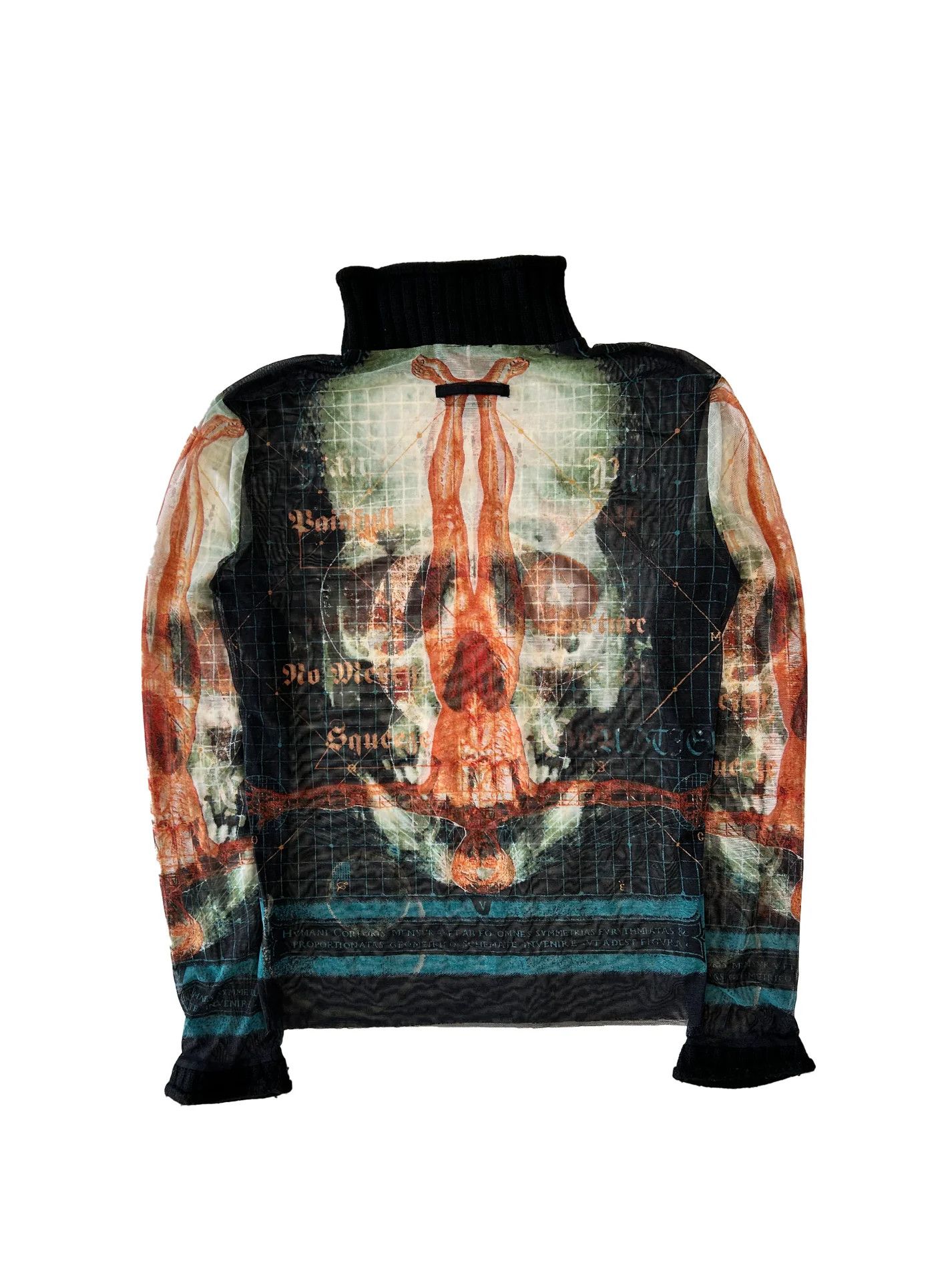 Jean Paul Gaultier SS1996 Cyber Skull Mesh Turtleneck Size XL / US 12-14 / IT 48-50 - 2 Thumbnail