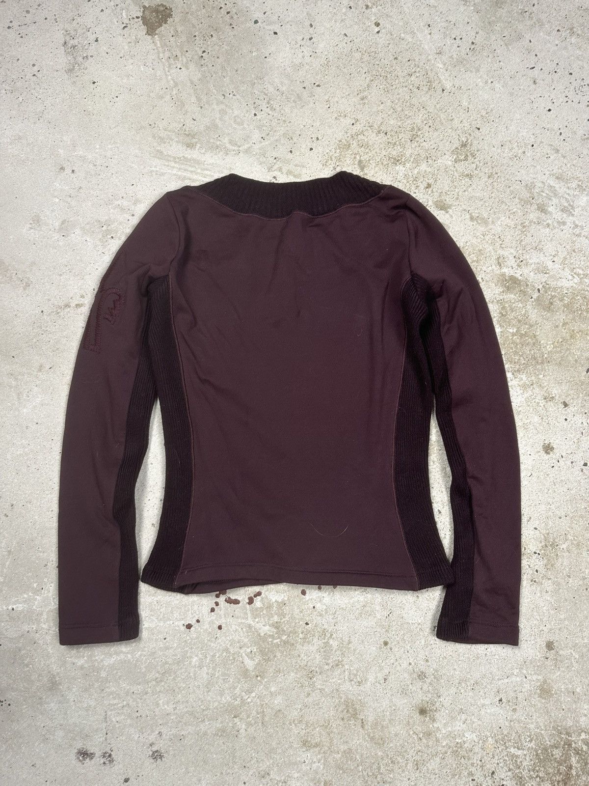 Moncler Vintage 90s Moncler Burgundy Top Long Sleeve Logo Size S / US 4 / IT 40 - 2 Thumbnail