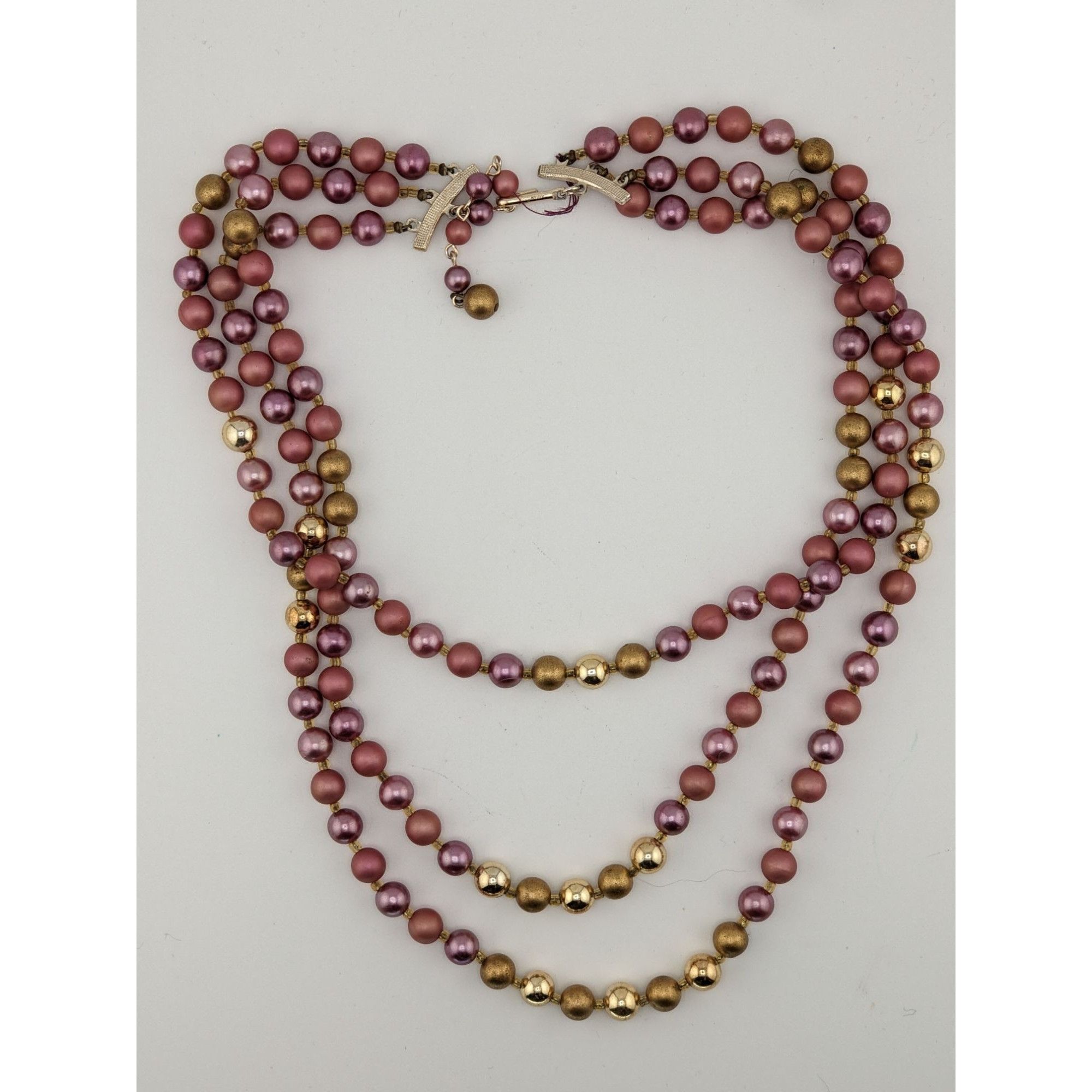 Other Vintage 3-Strand Rose & Gold Beaded Necklace Japan Size ONE SIZE - 5 Thumbnail