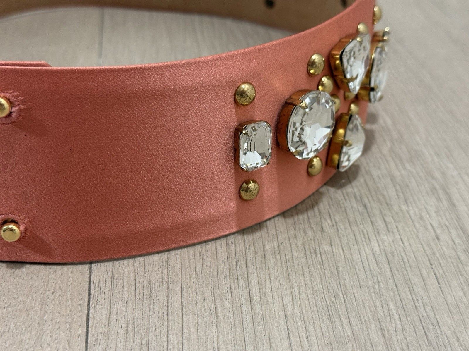 Blumarine Blumarine Womens Wide Belt Crystal Leather Silk Satin Italy Size ONE SIZE - 6 Thumbnail