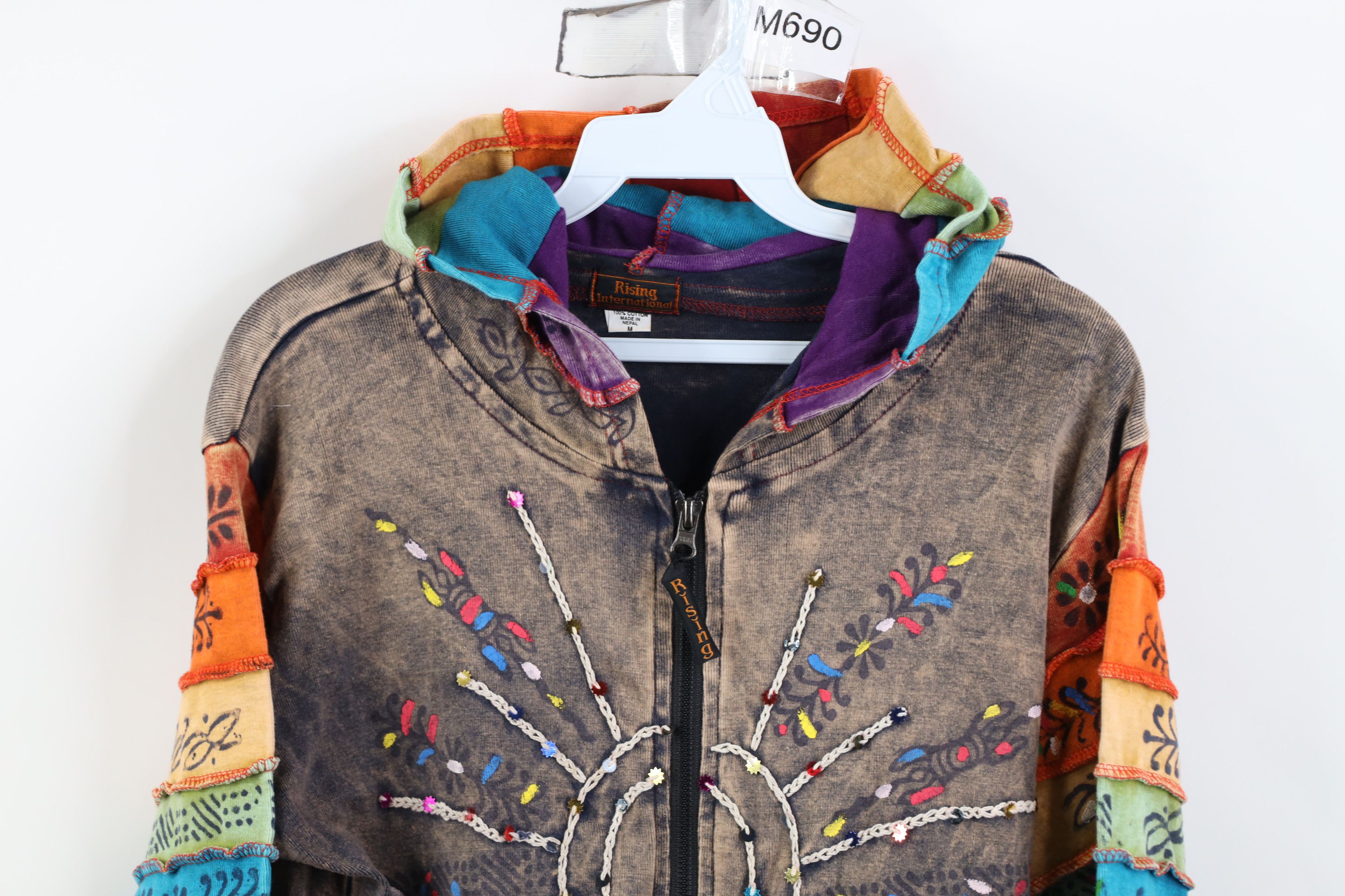 Vintage Vintage 90s Y2K Streetwear Rainbow Sequin Sun Fairy Hoodie Size M / US 6-8 / IT 42-44 - 2 Thumbnail