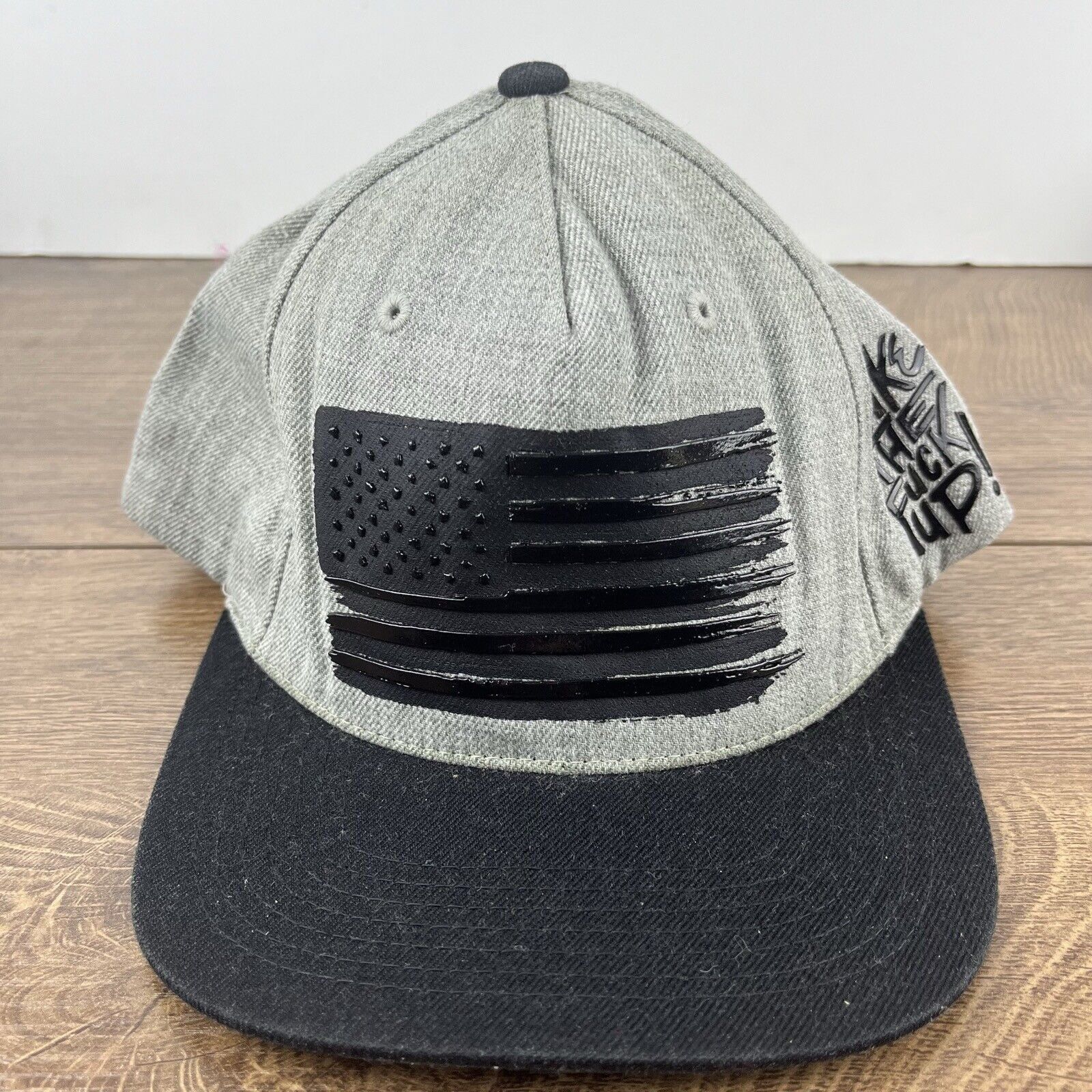 Other Wake the F Up Hat American Flag Snapback Hat Gray Adjustable Size ONE SIZE - 4 Thumbnail