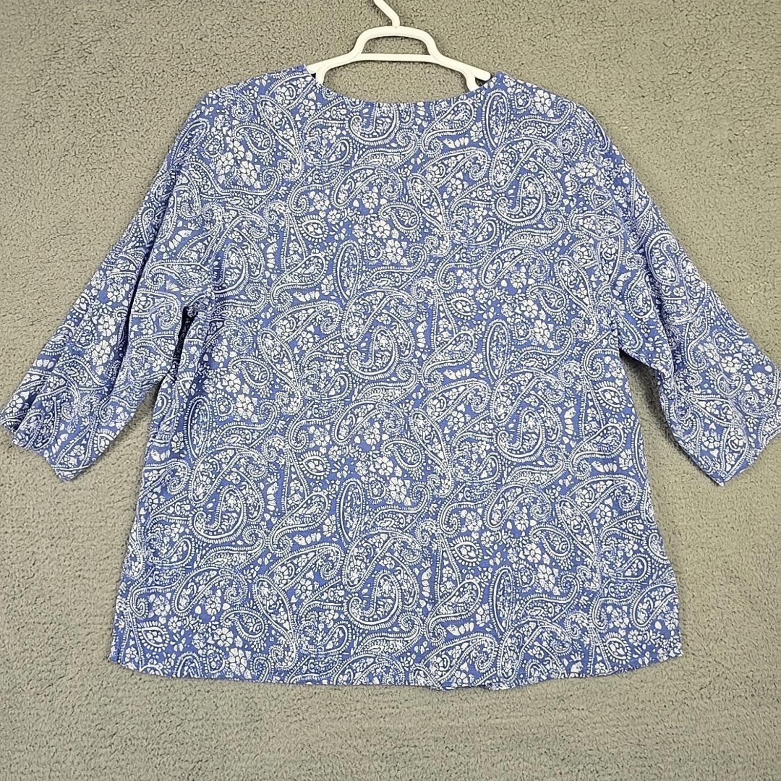 Other Carole Little Blue/White 3/4 Sleeve Linen Blend Shirt Sz 1X Size XL / US 12-14 / IT 48-50 - 11 Thumbnail