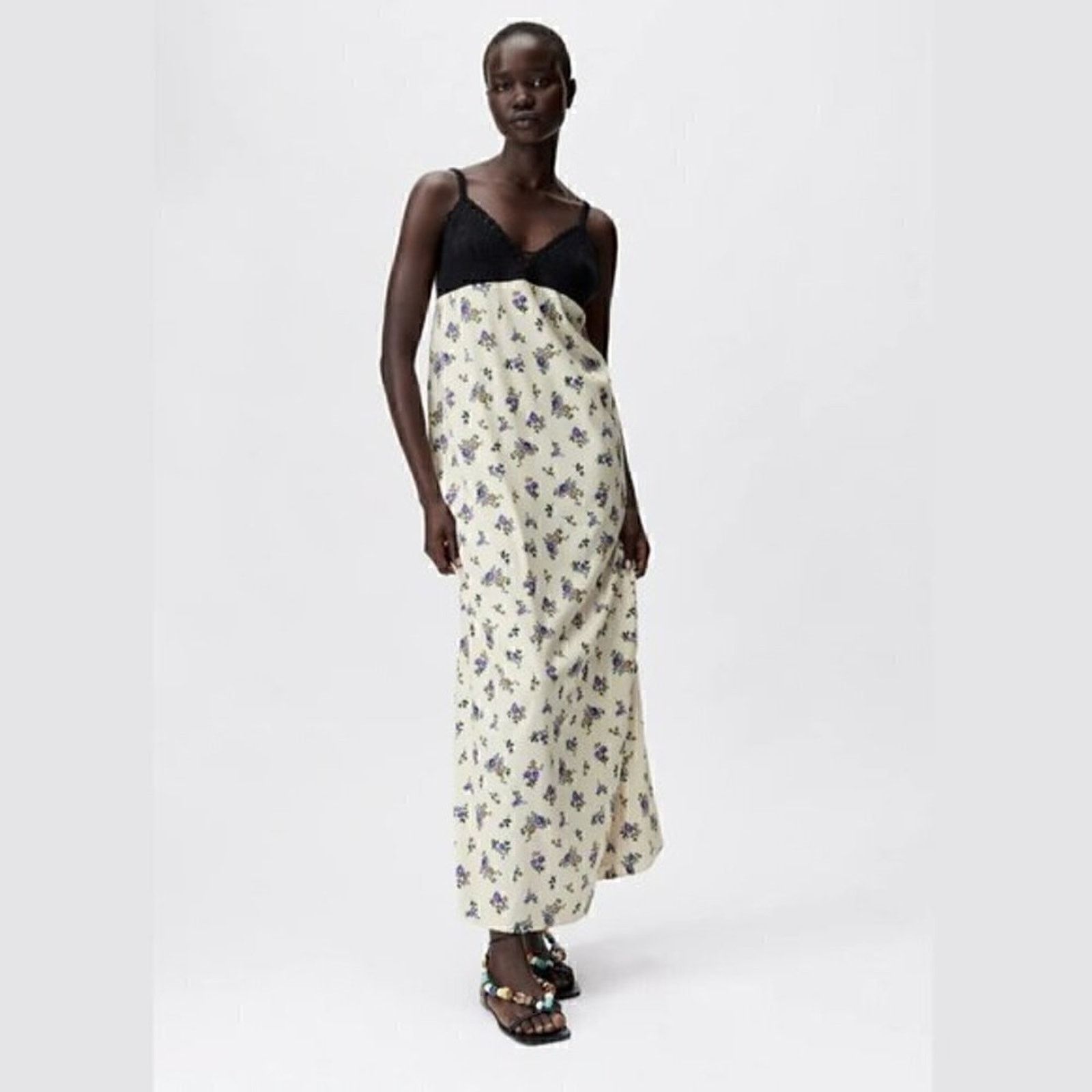 Zara Zara Floral Satin Maxi Slip Dress NWT Size S / US 4 / IT 40 - 12 Thumbnail